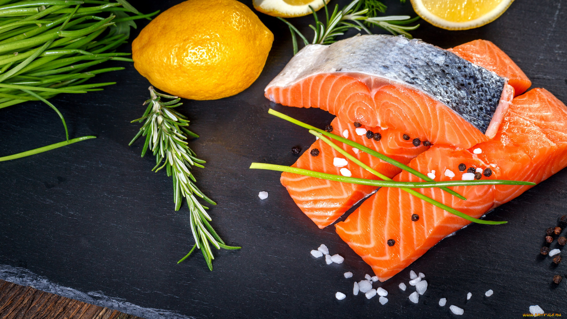 еда, рыба, , морепродукты, , суши, , роллы, лимон, розмарин, форель, свежая, соль