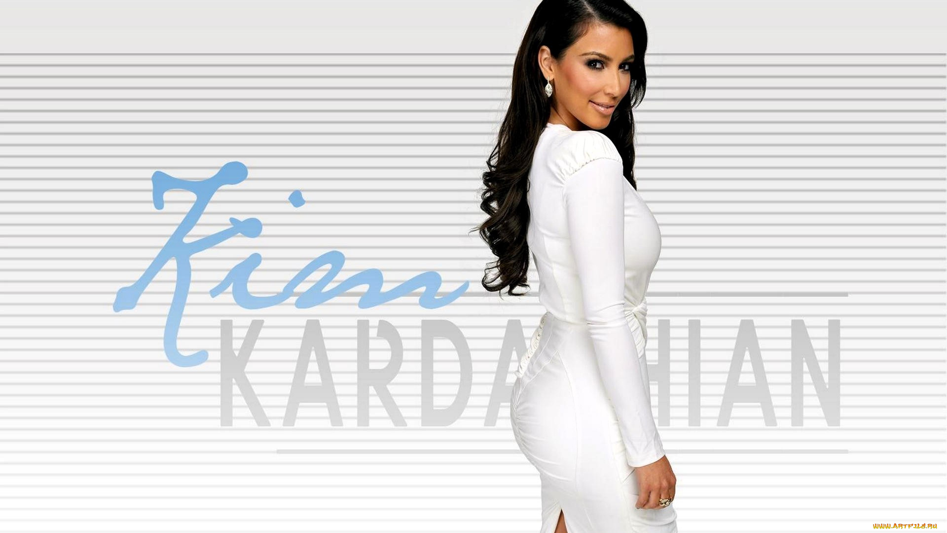 девушки, kim, kardashian, брюнетка, платье