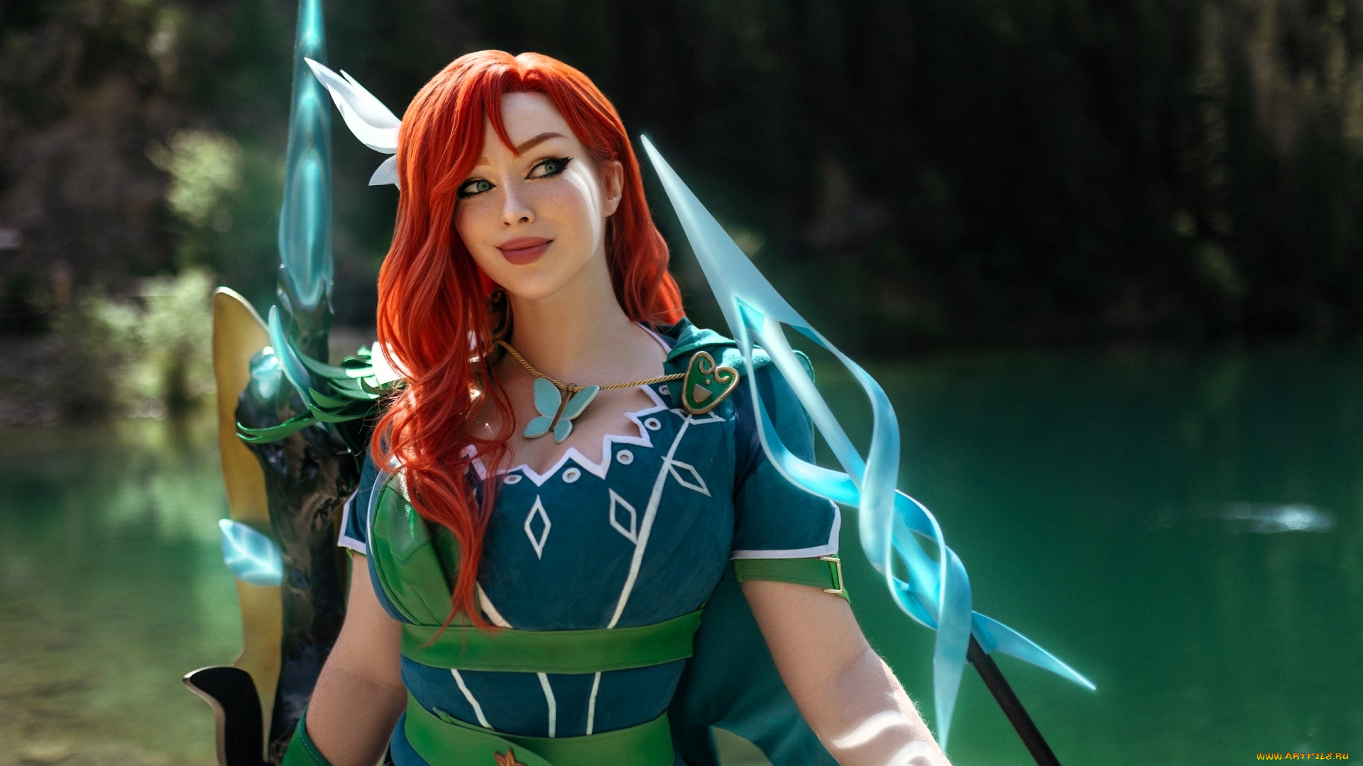 девушки, мария, давыдова, , lady, melamory, образ, косплей, наряд, костюм, оружие, озеро