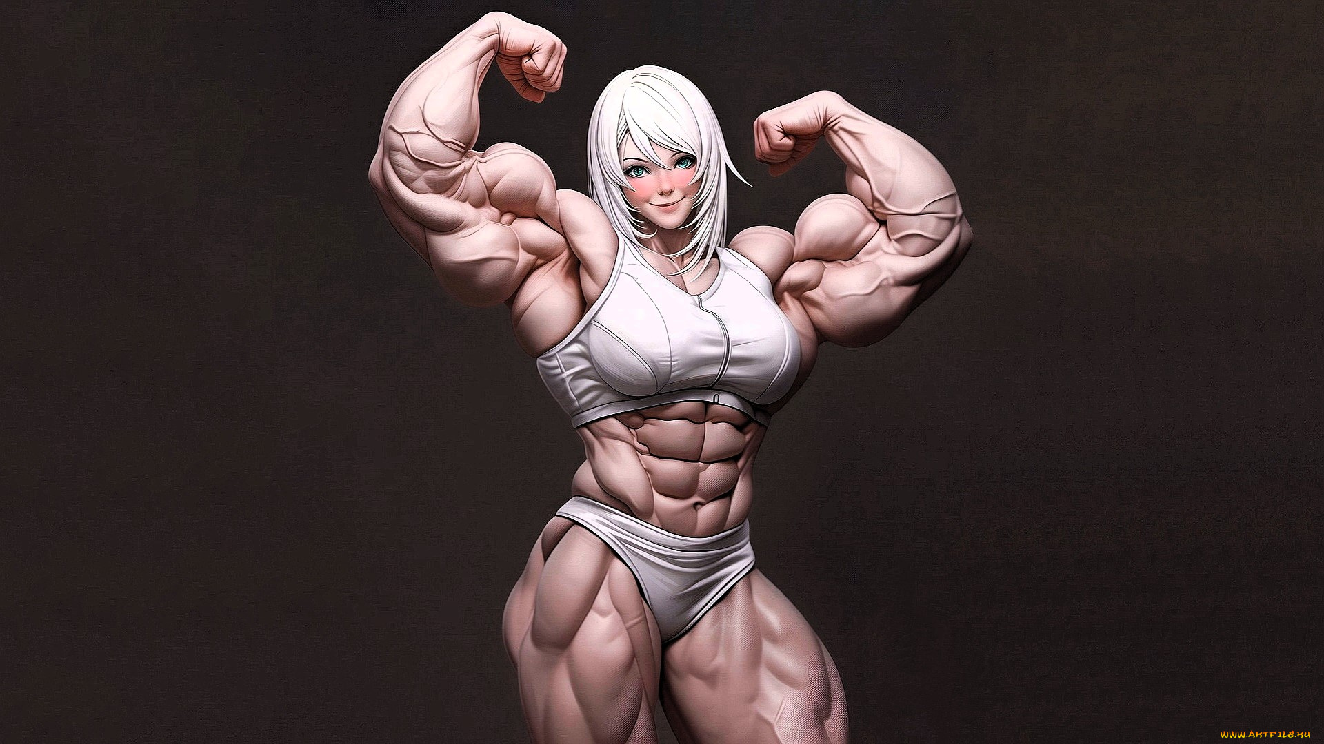 рисованное, люди, девушка, блондинка, белье, мышцы