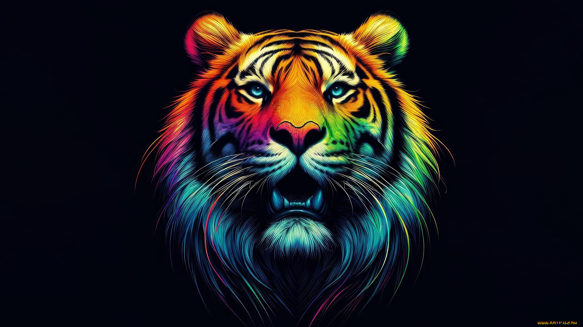 рисованное, животные, , тигры, тигр, голова