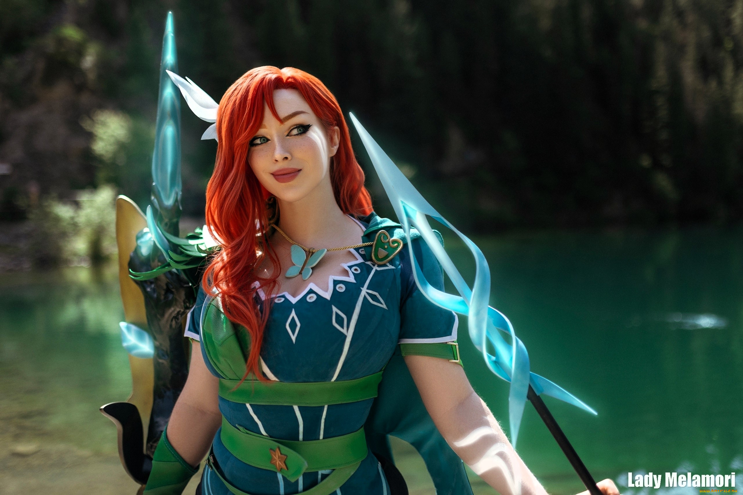 девушки, мария, давыдова, , lady, melamory, образ, косплей, наряд, костюм, оружие, озеро