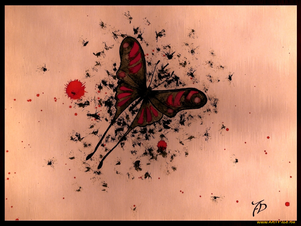 рисованные, животные, бабочки