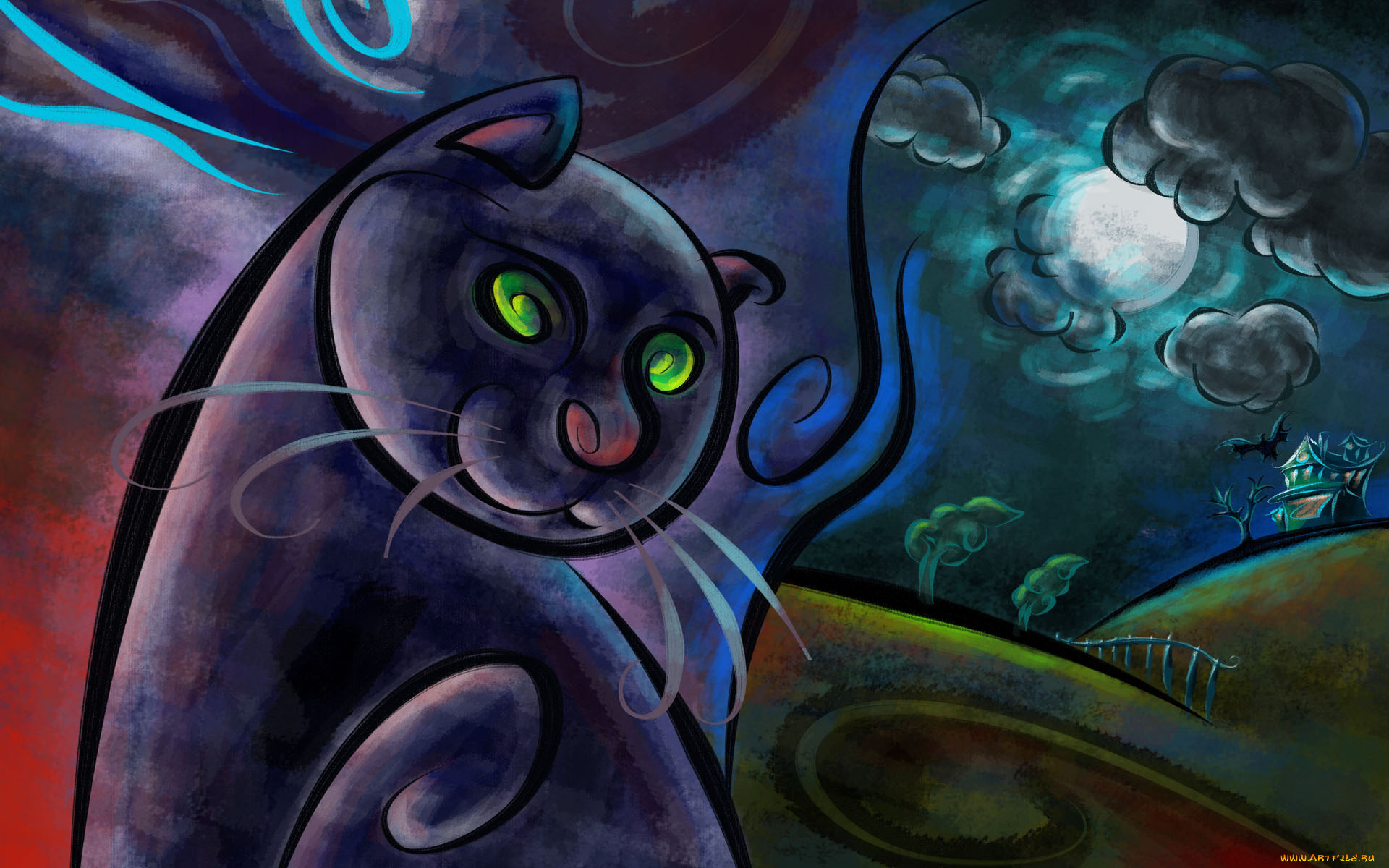 рисованные, животные, коты