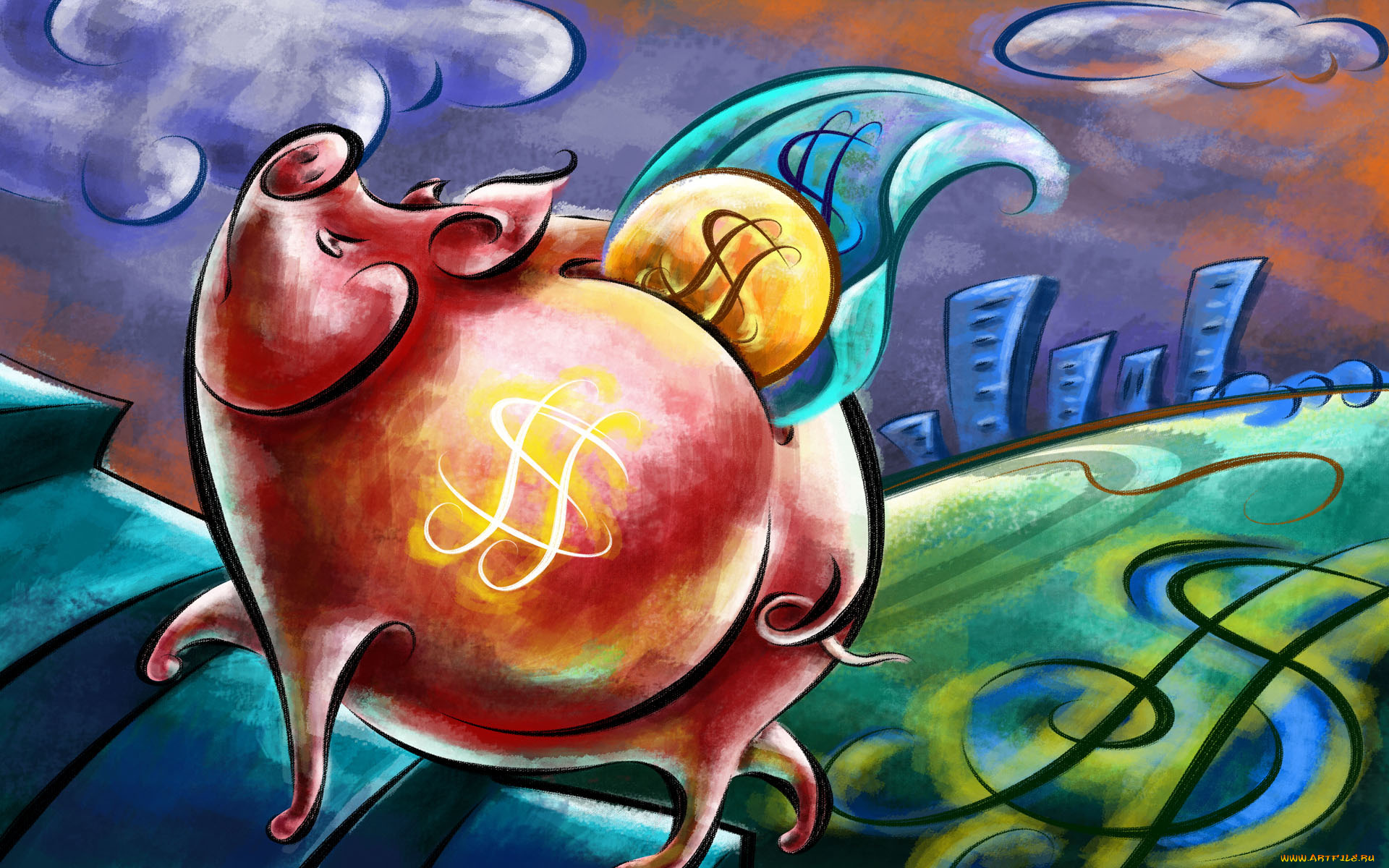 рисованные, животные, свиньи, кабаны