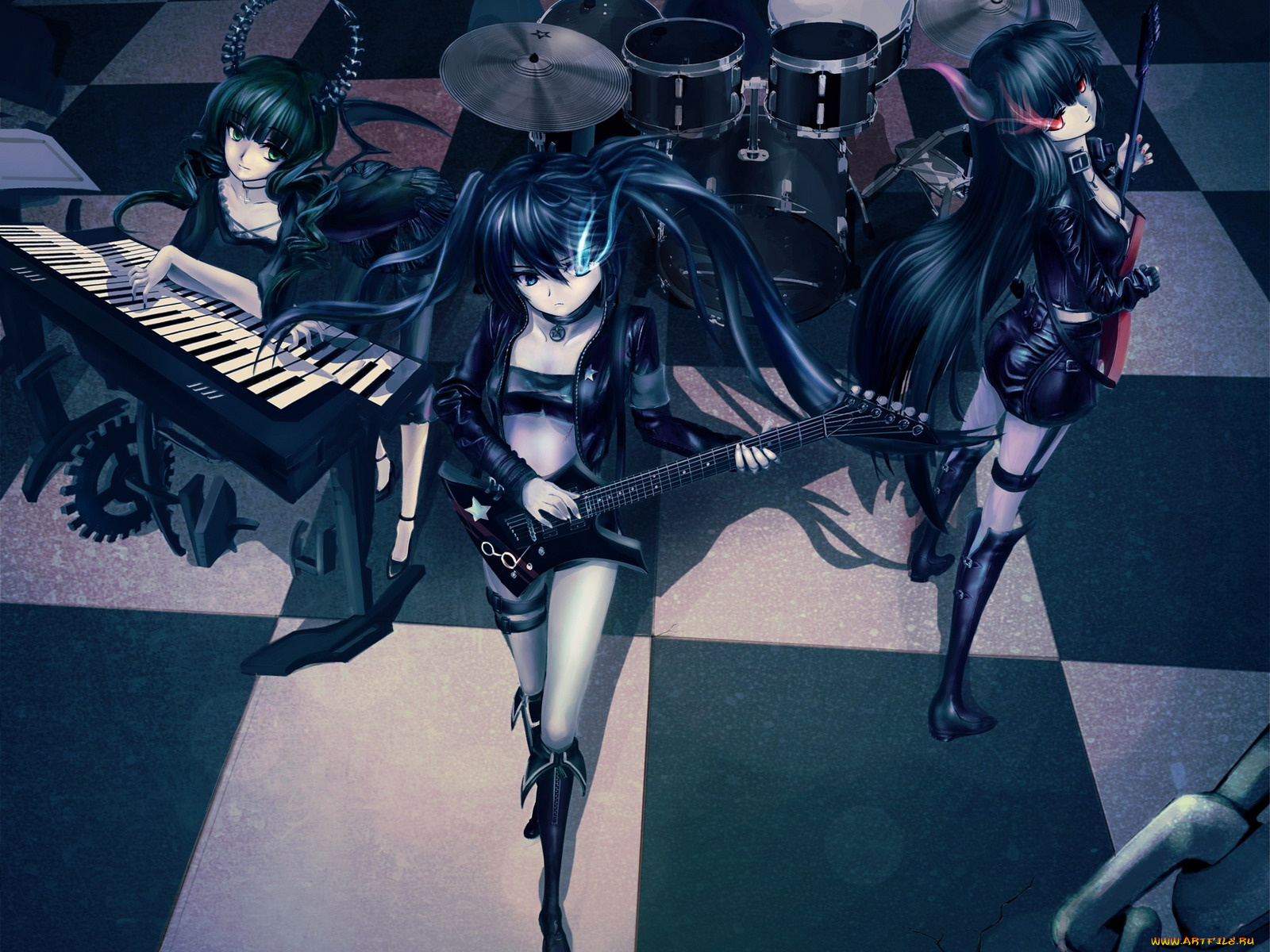 аниме, black, rock, shooter