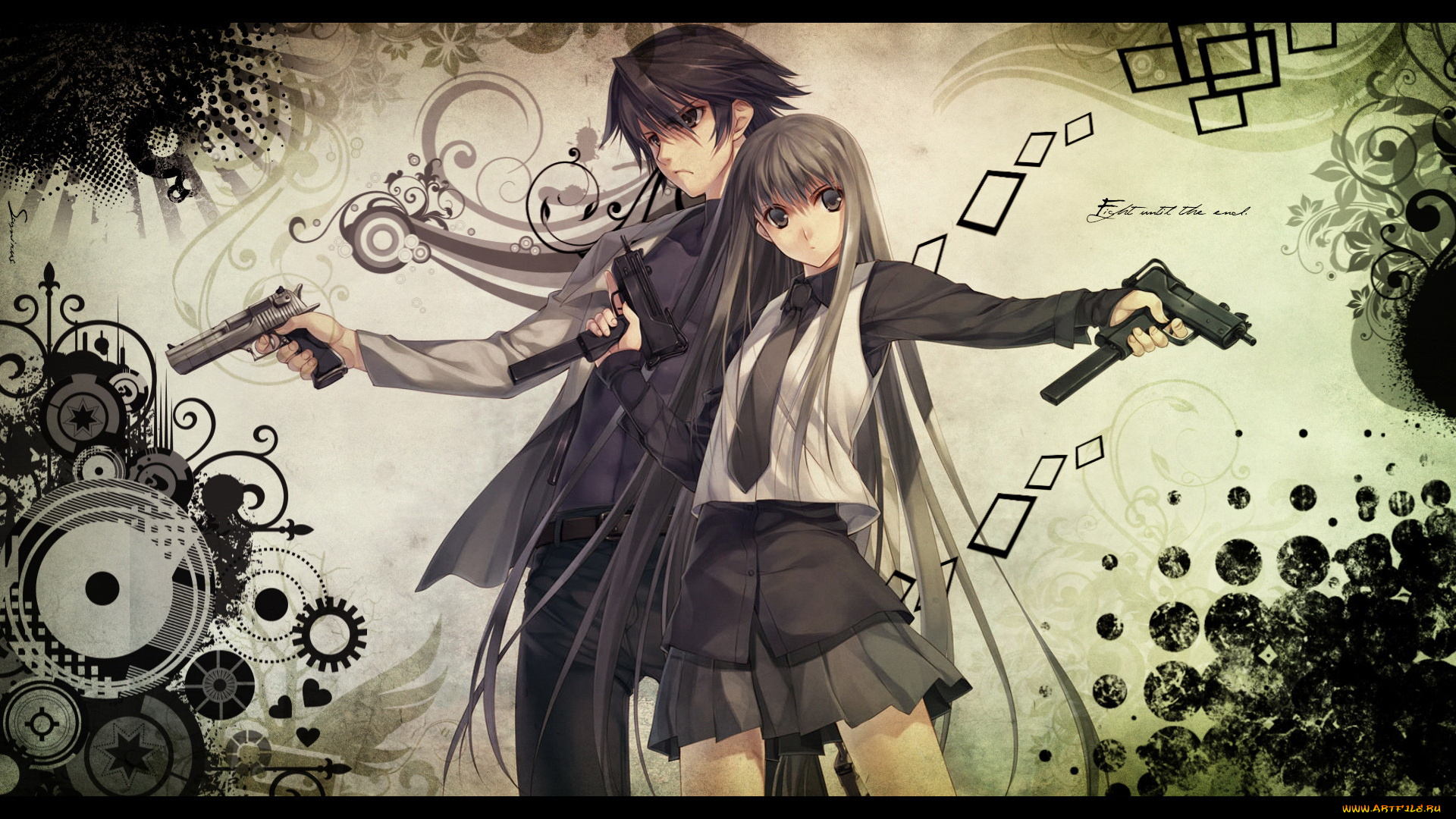 аниме, weapon, blood, technology