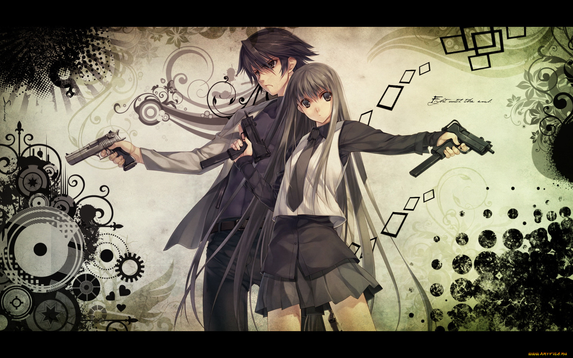 аниме, weapon, blood, technology