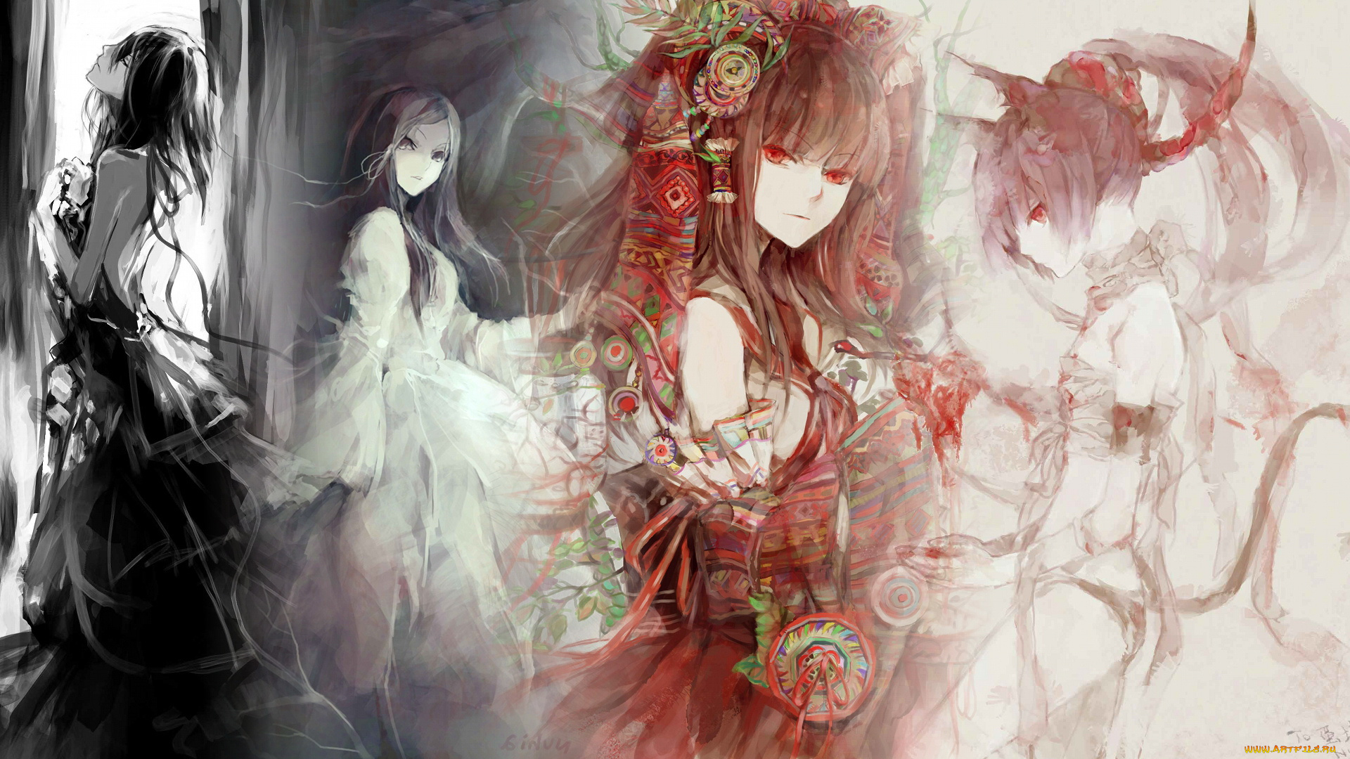 аниме, touhou, девушки