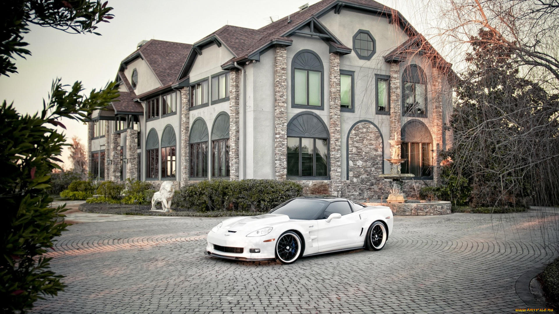 автомобили, corvette, дом, улица, chevrolet