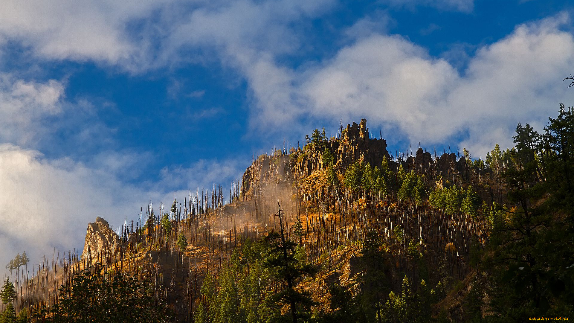 природа, горы, небо, деревья, пейзаж