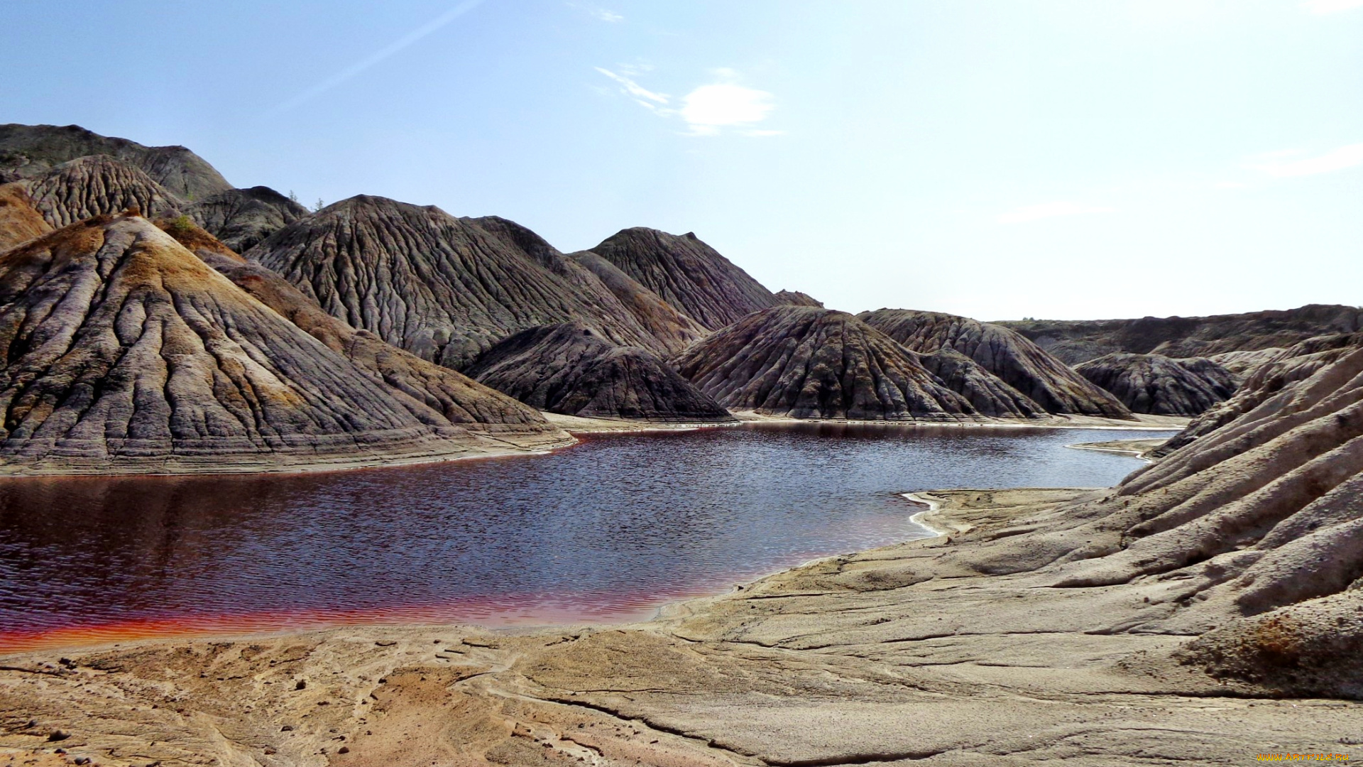 природа, реки, озера, река, фиолетовая, вода, каменные, холмы