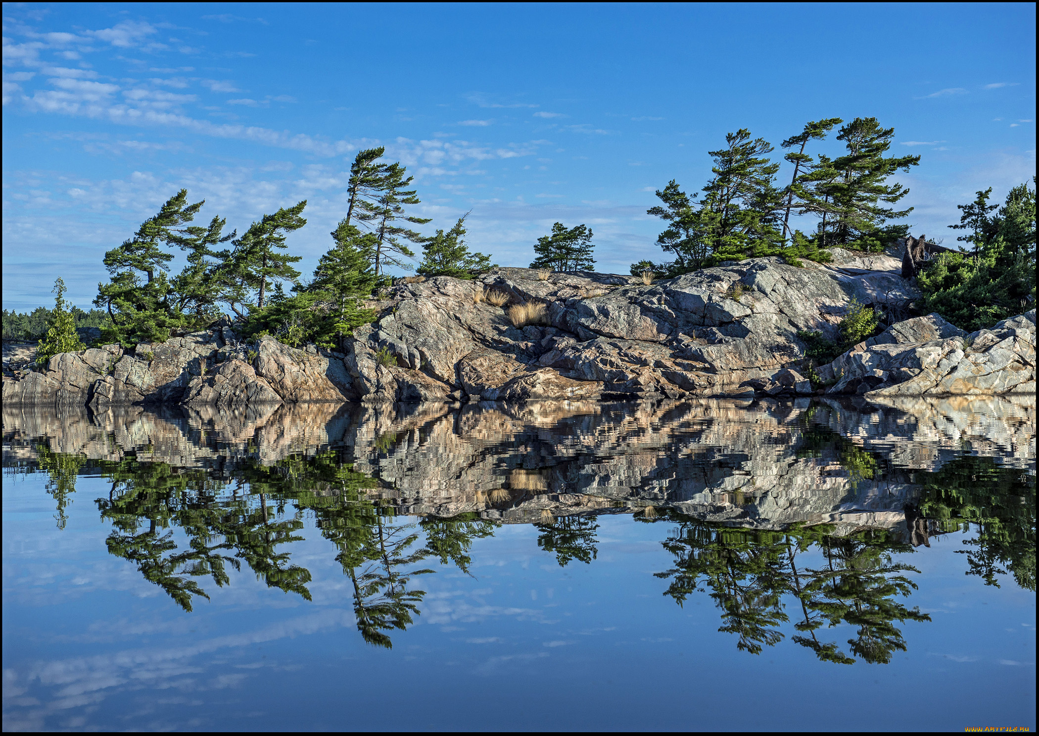 природа, реки, озера, море, берег, скалы, ели