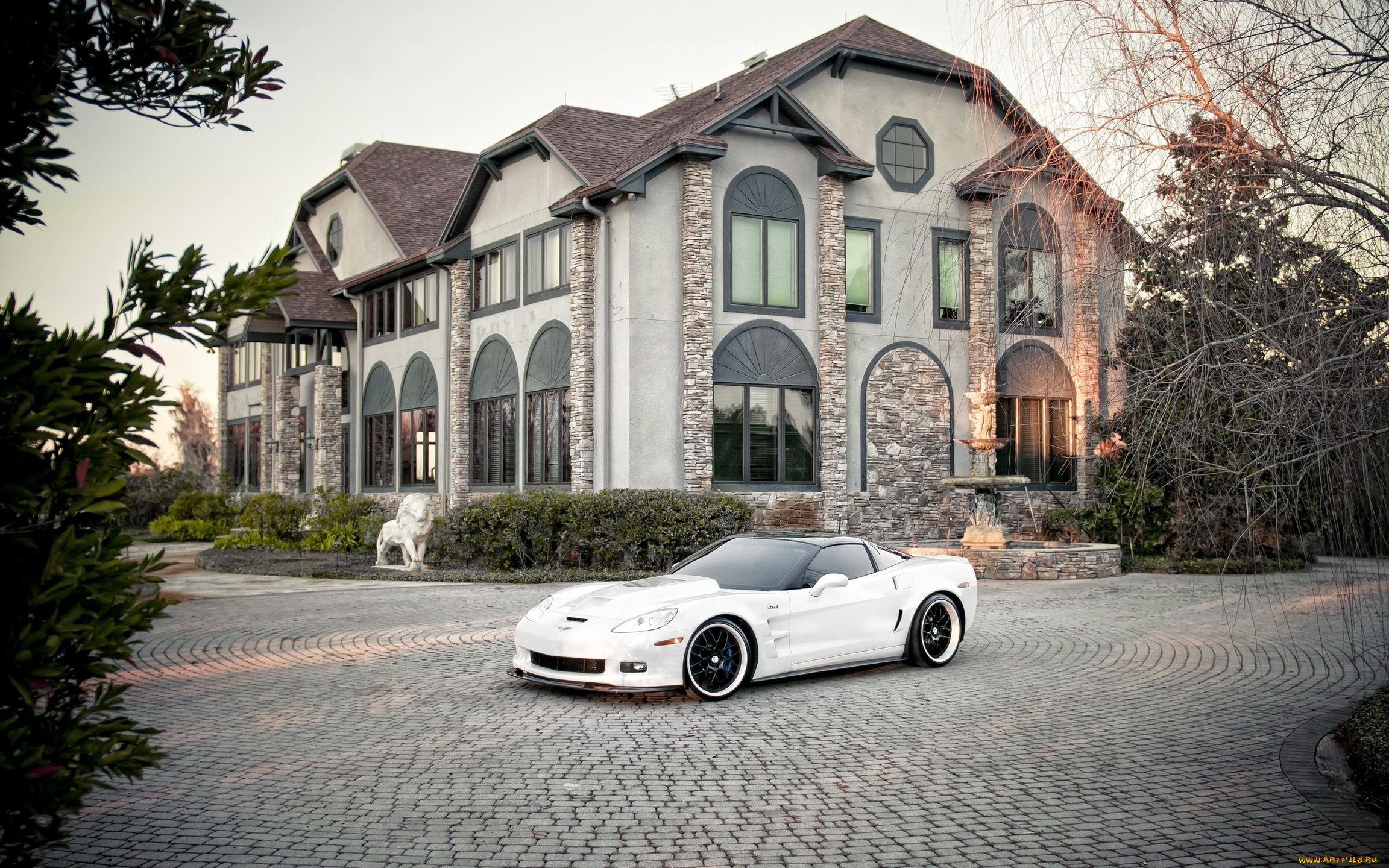 автомобили, corvette, дом, улица, chevrolet