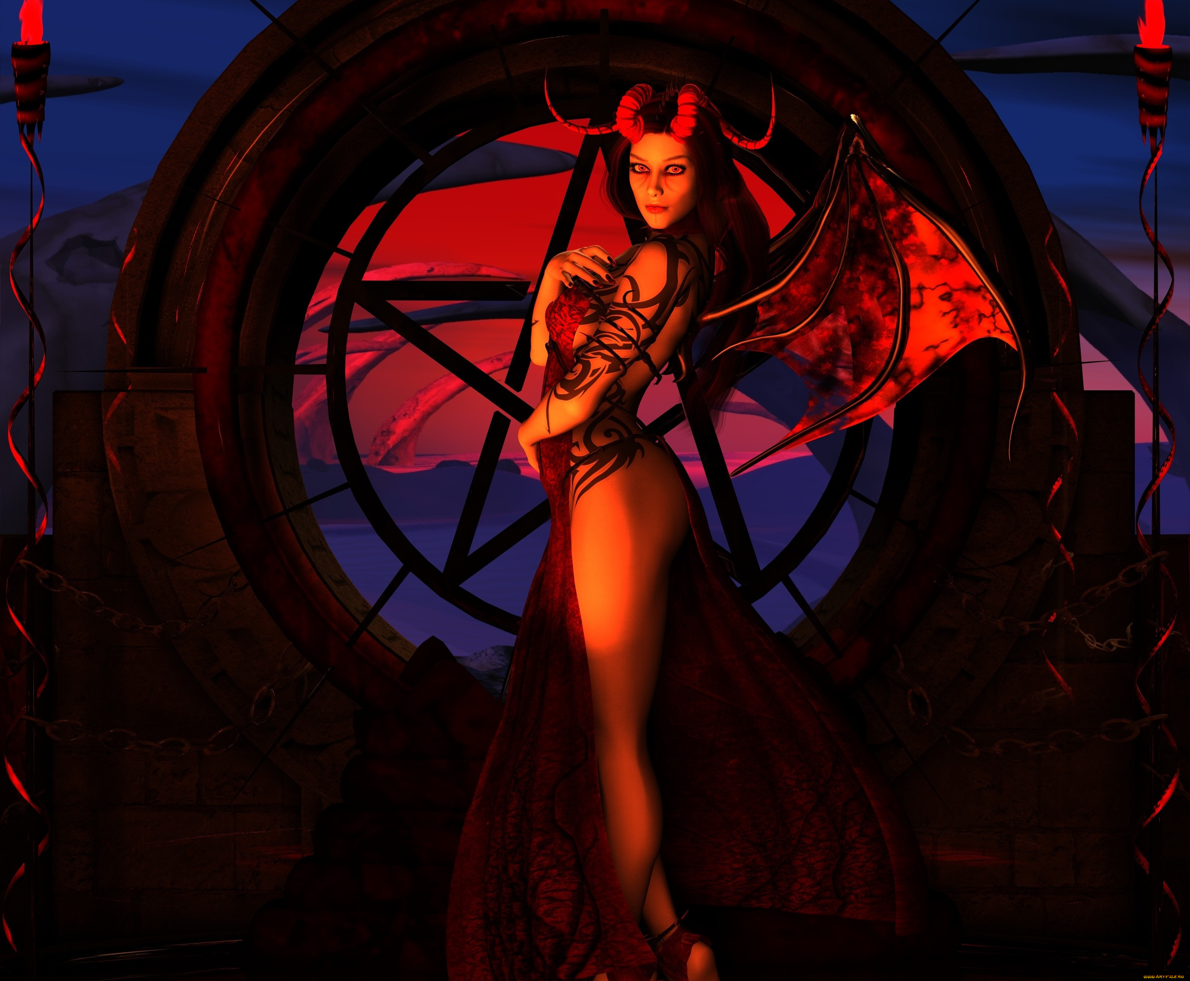 3д, графика, существа, , creatures, взгляд, фон, костаника, крылья