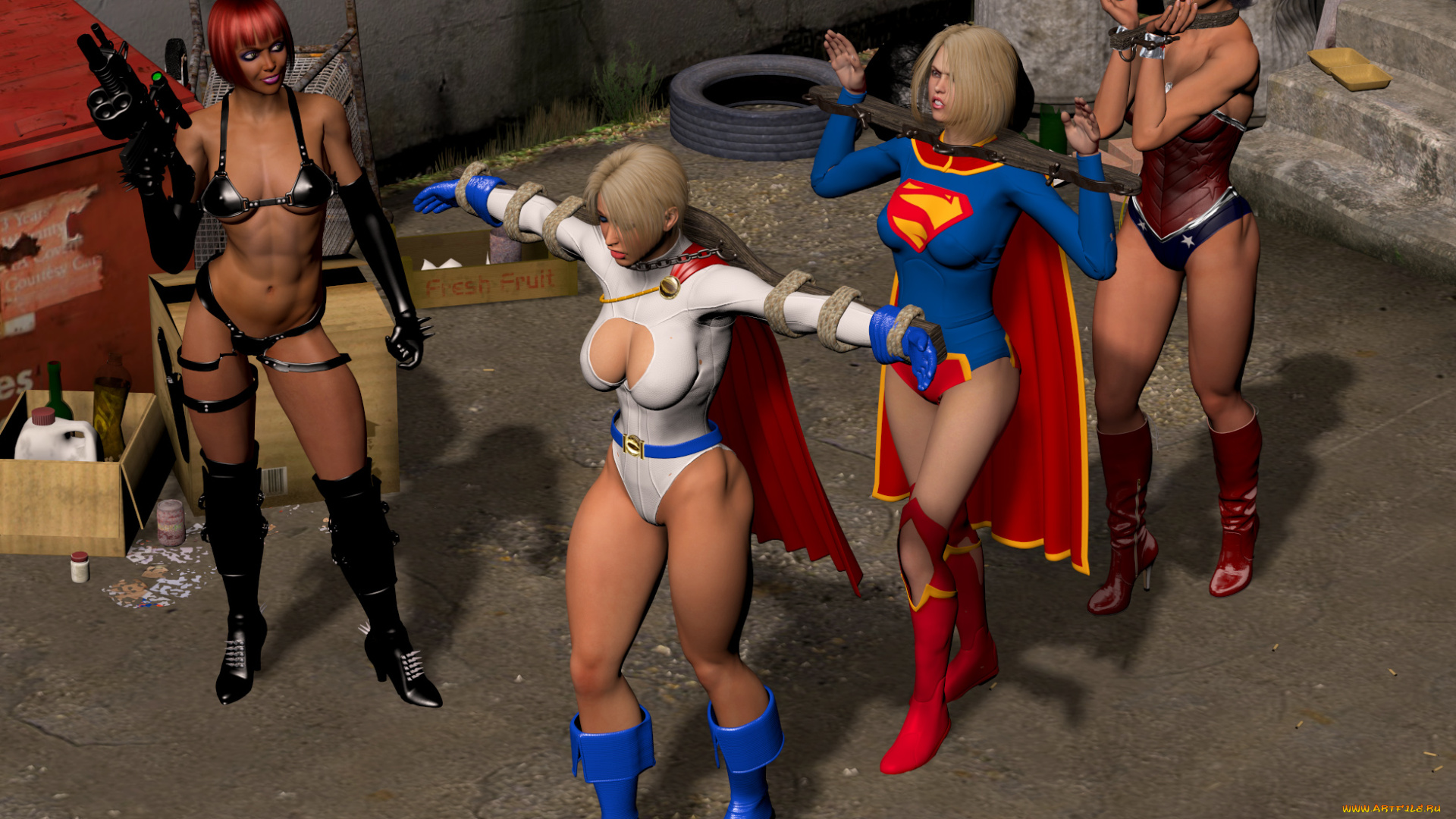 3д, графика, фантазия, , fantasy, фон, плен, взгляд, девушки, оружие