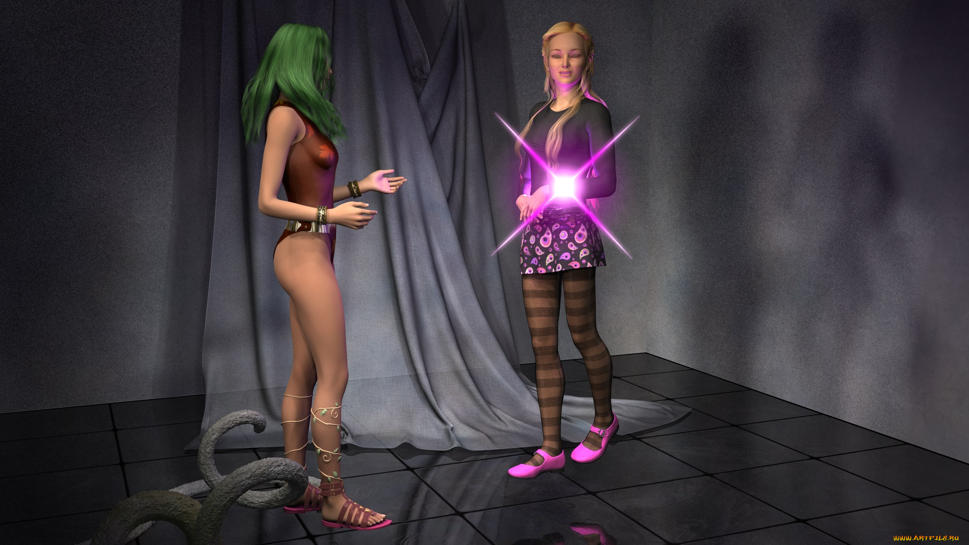 3д, графика, фантазия, , fantasy, магия, фон, взгляд, девушки