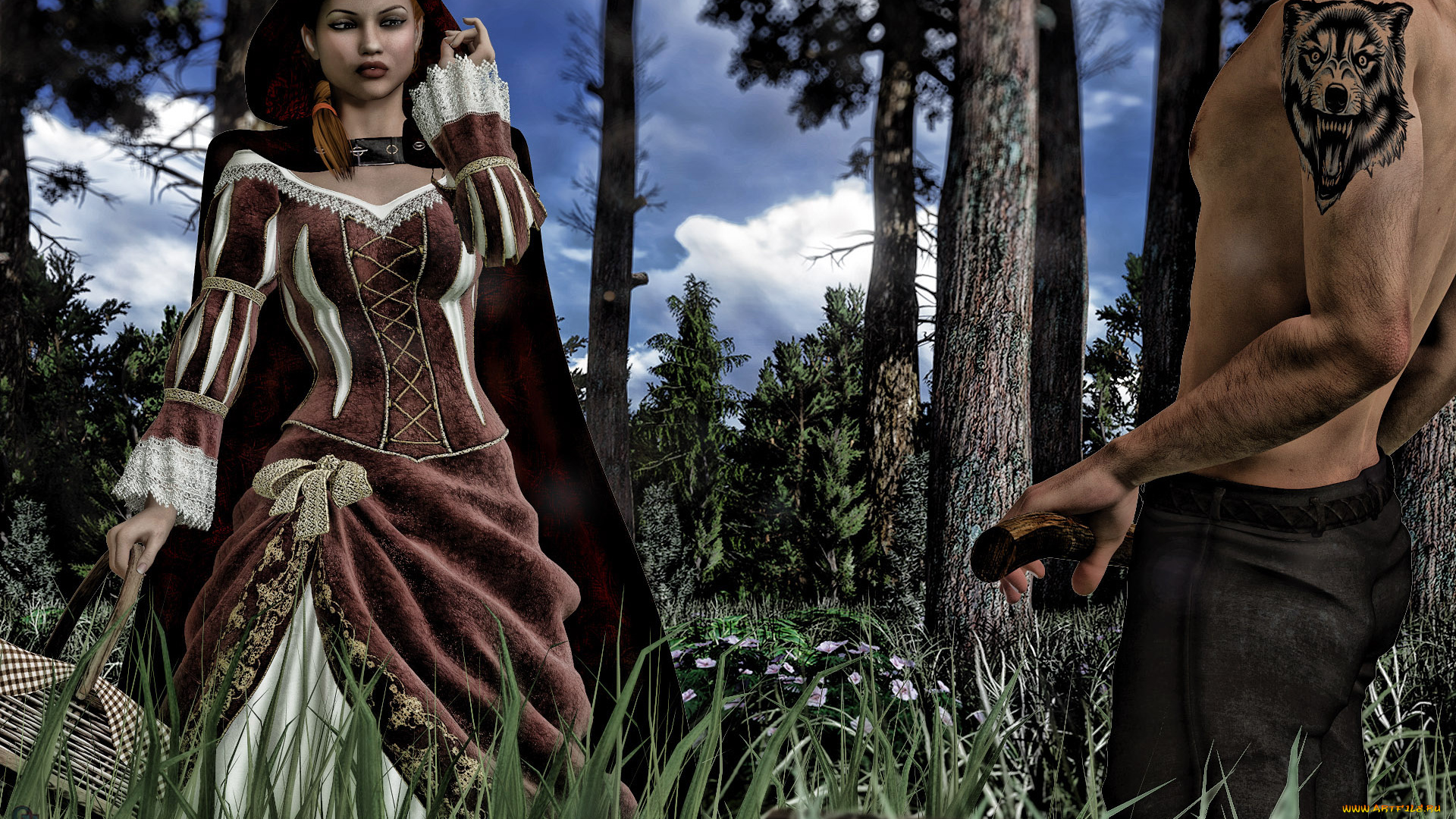 3д, графика, люди, , people, девушка, взгляд, фон