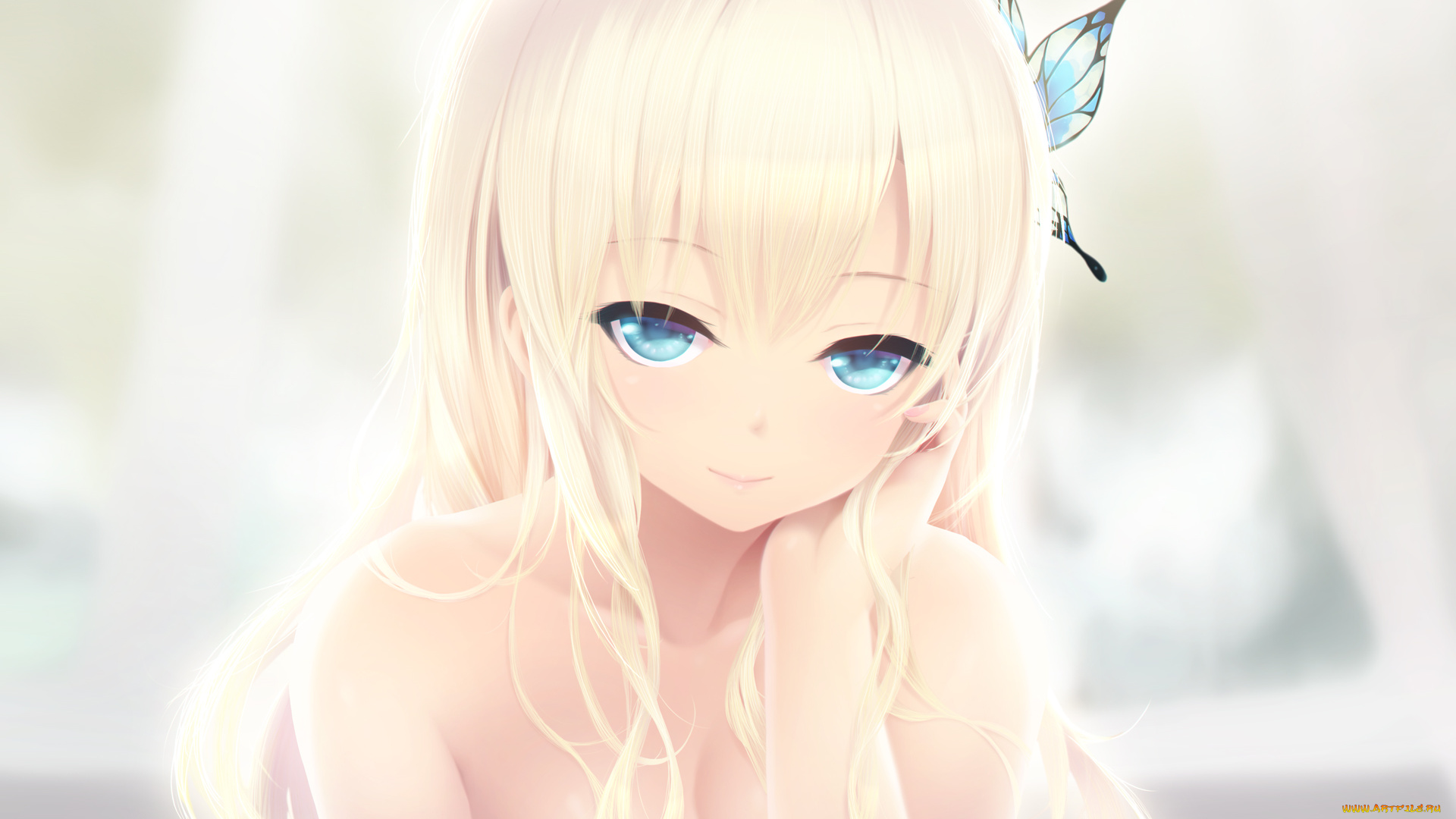 аниме, boku, wa, tomodachi, ga, sukunai, boku, wa, tomodachi, ga, sukunai, kashiwazaki, sena, арт, девочка, взгляд, бабочка, cait