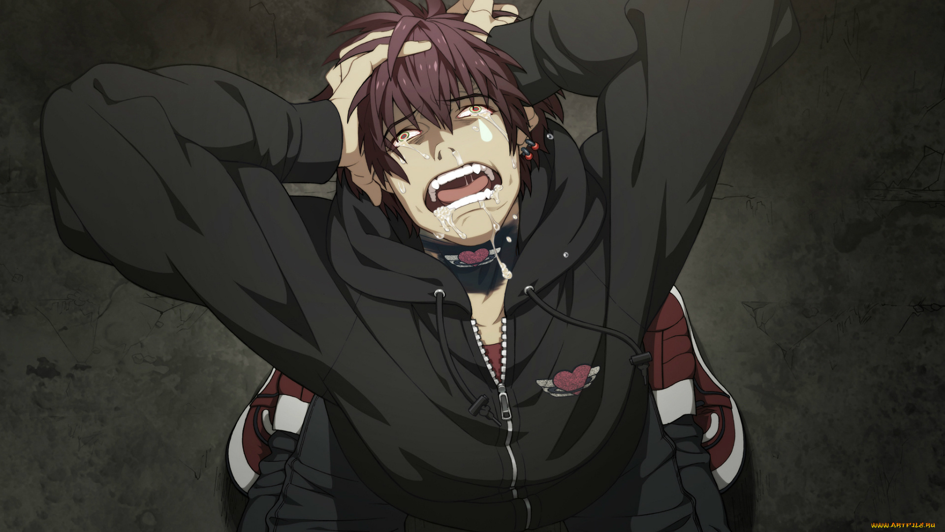 аниме, dramatical, murder, слезы, страх, отчаяние, mizuki, honyarara, art, ужас, сопли