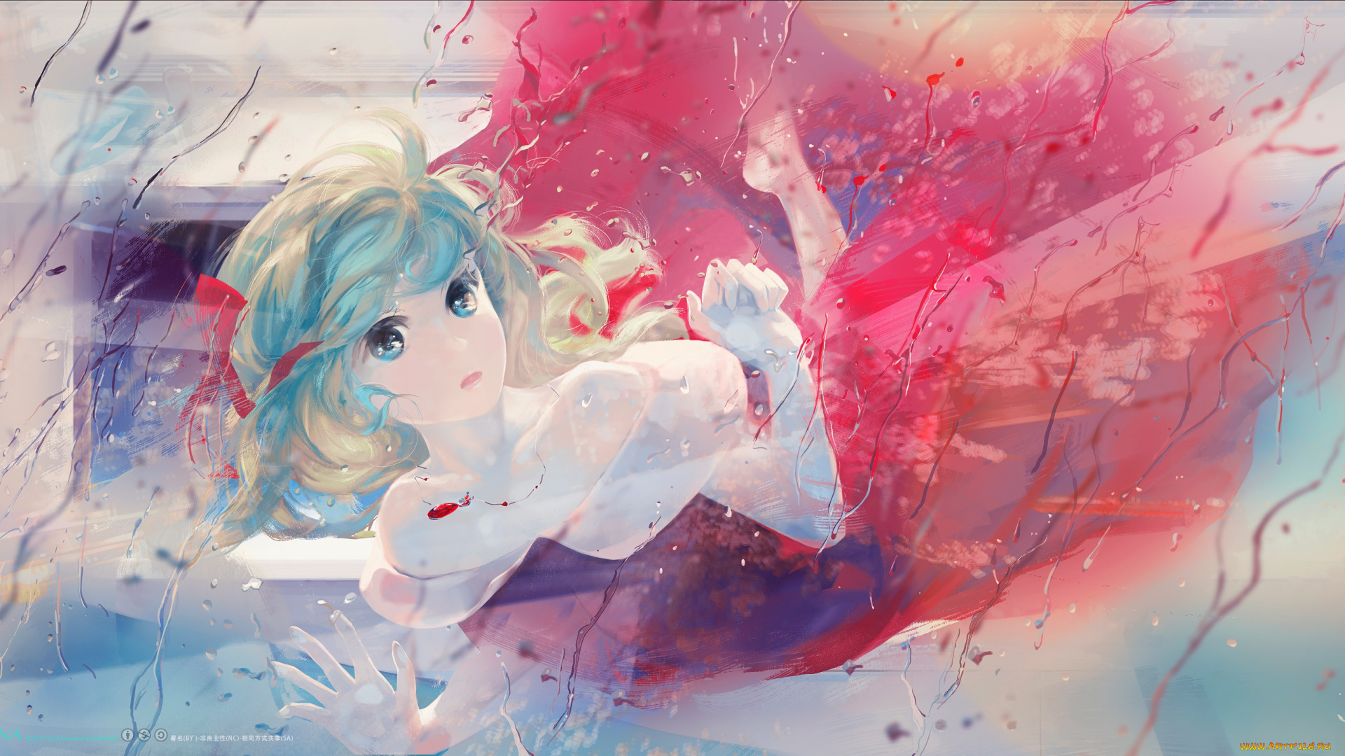 аниме, touhou, kagiyama, hina, jq, арт, девушка, капли