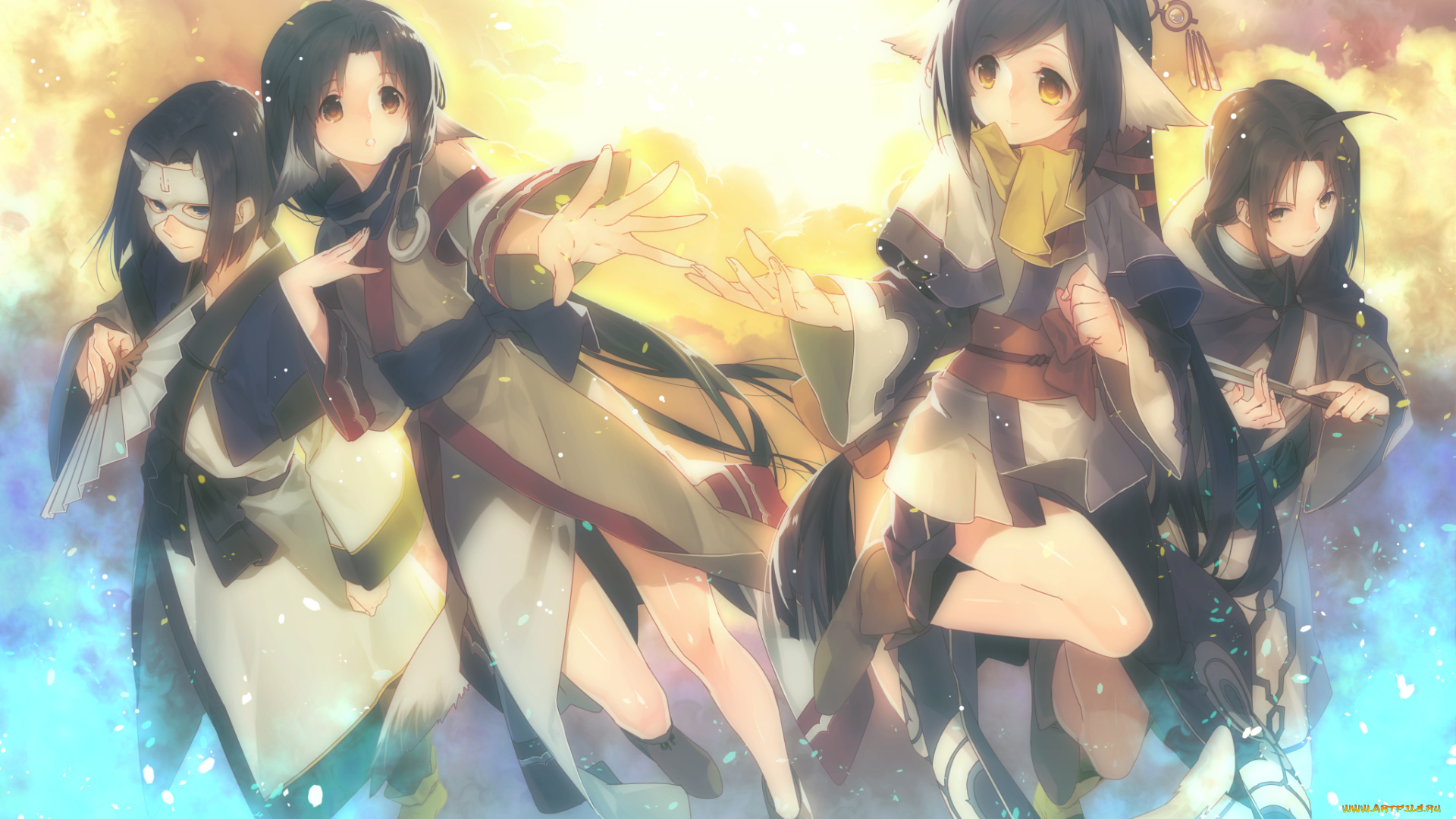 аниме, utavarerumono, utawarerumono, kuon, hakuoro, haku, misti, девушки, парень, арт