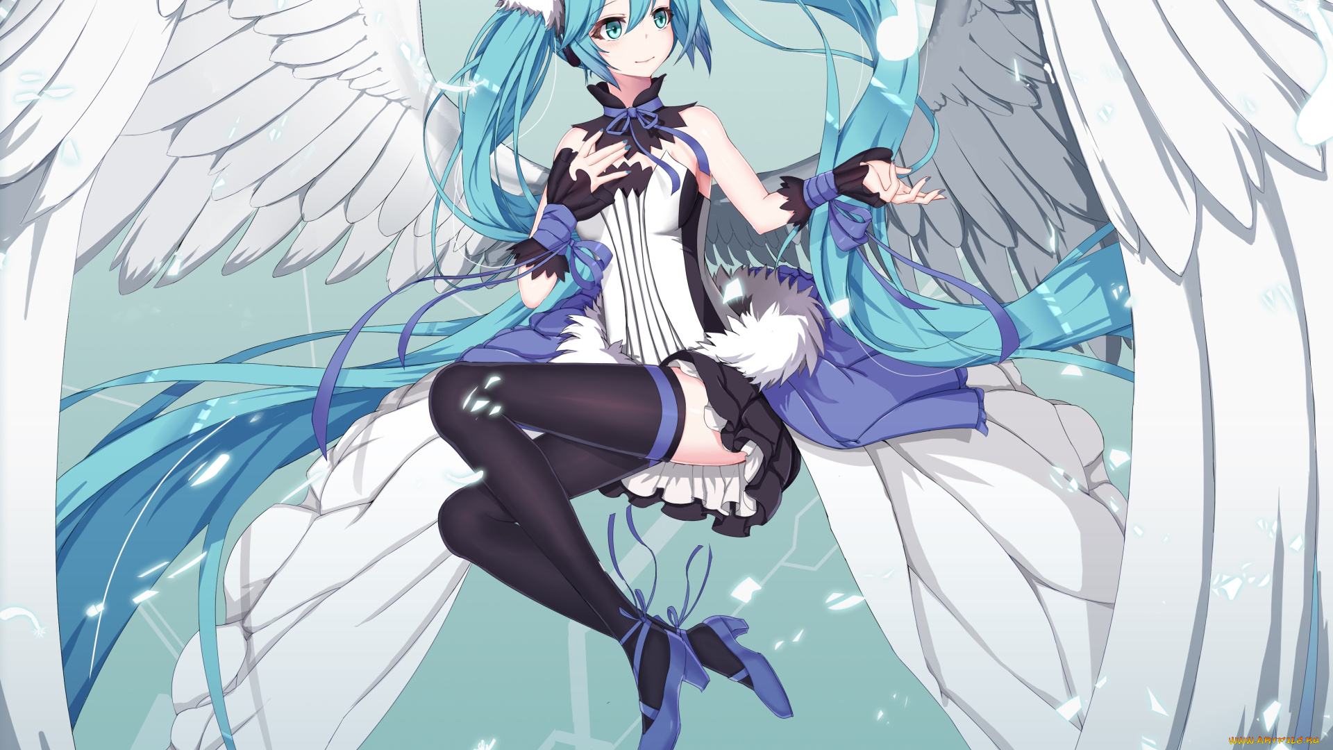 аниме, vocaloid, арт, sugar, sound, ангел, девушка, hatsune, miku