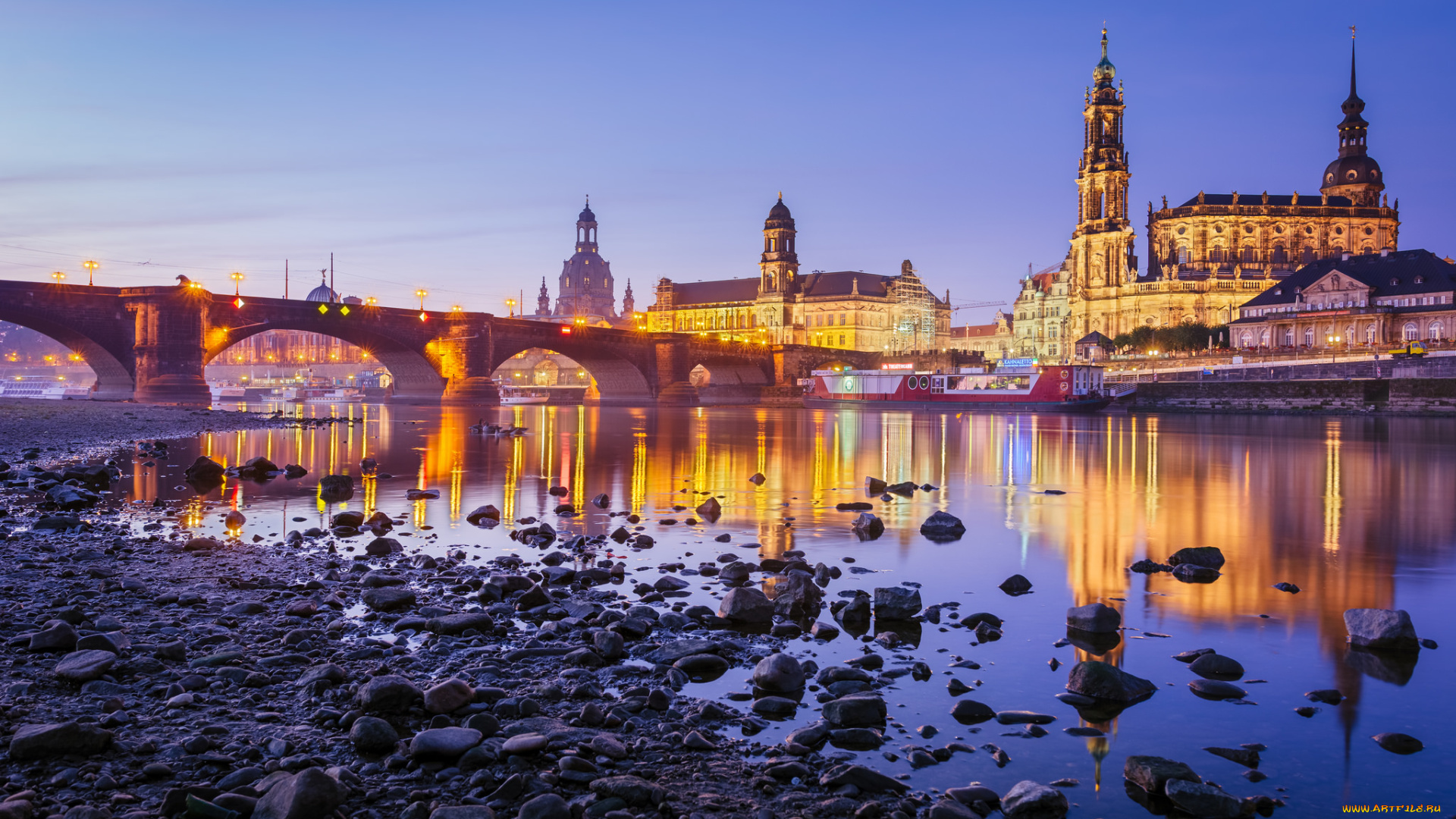 augustusbridge, dresden, города, дрезден, , германия, шпили, мост, река
