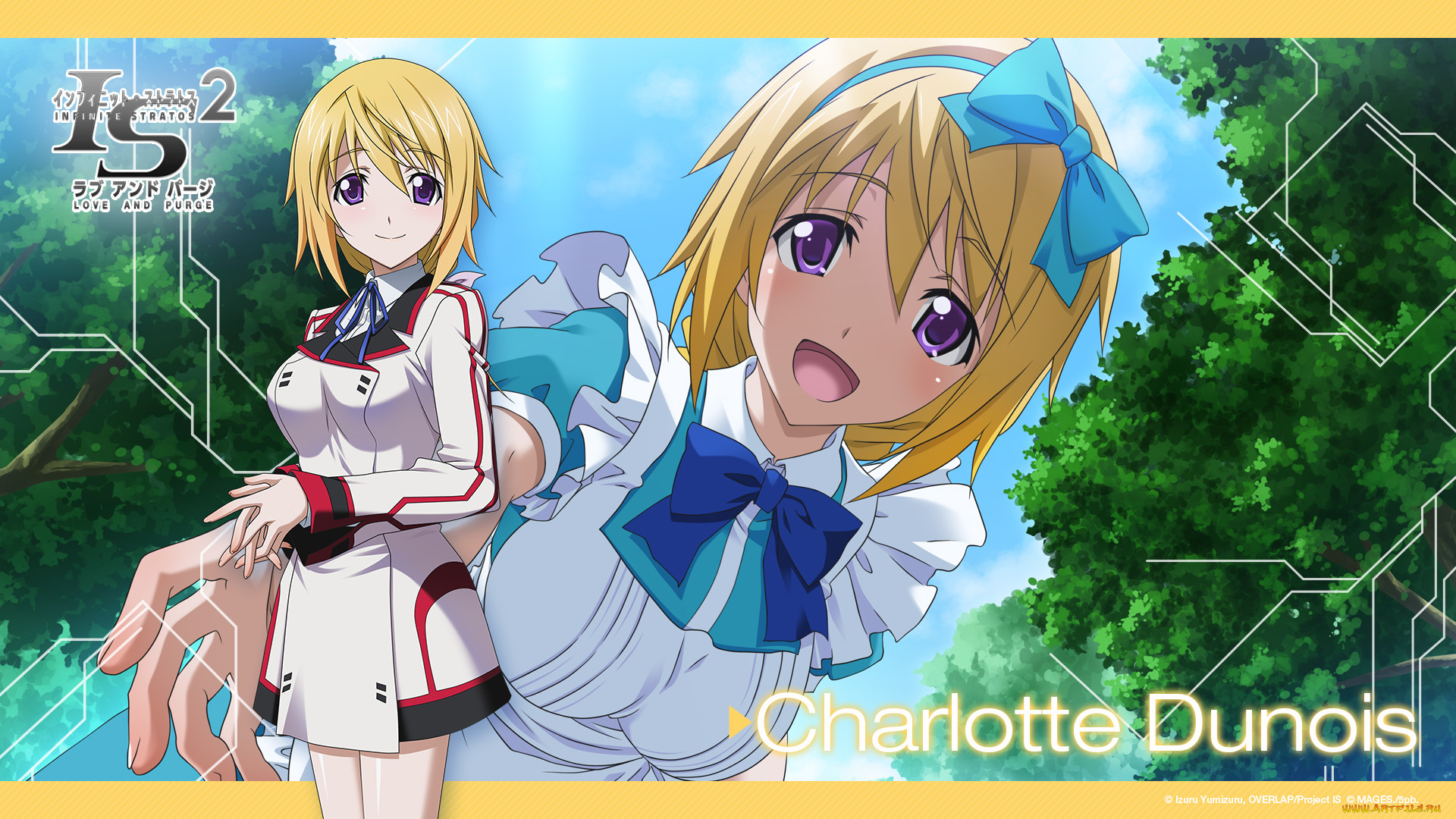 infinite, stratos, 2, аниме, infinite, stratos, девушка, взгляд, фон, бантик