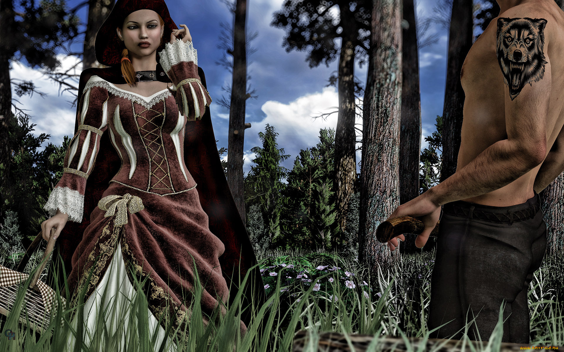 3д, графика, люди, , people, девушка, взгляд, фон