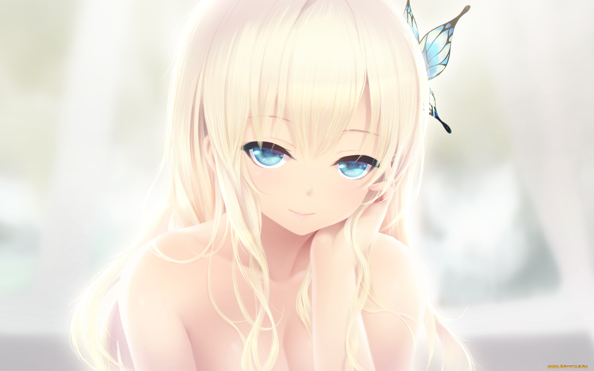 аниме, boku, wa, tomodachi, ga, sukunai, boku, wa, tomodachi, ga, sukunai, kashiwazaki, sena, арт, девочка, взгляд, бабочка, cait