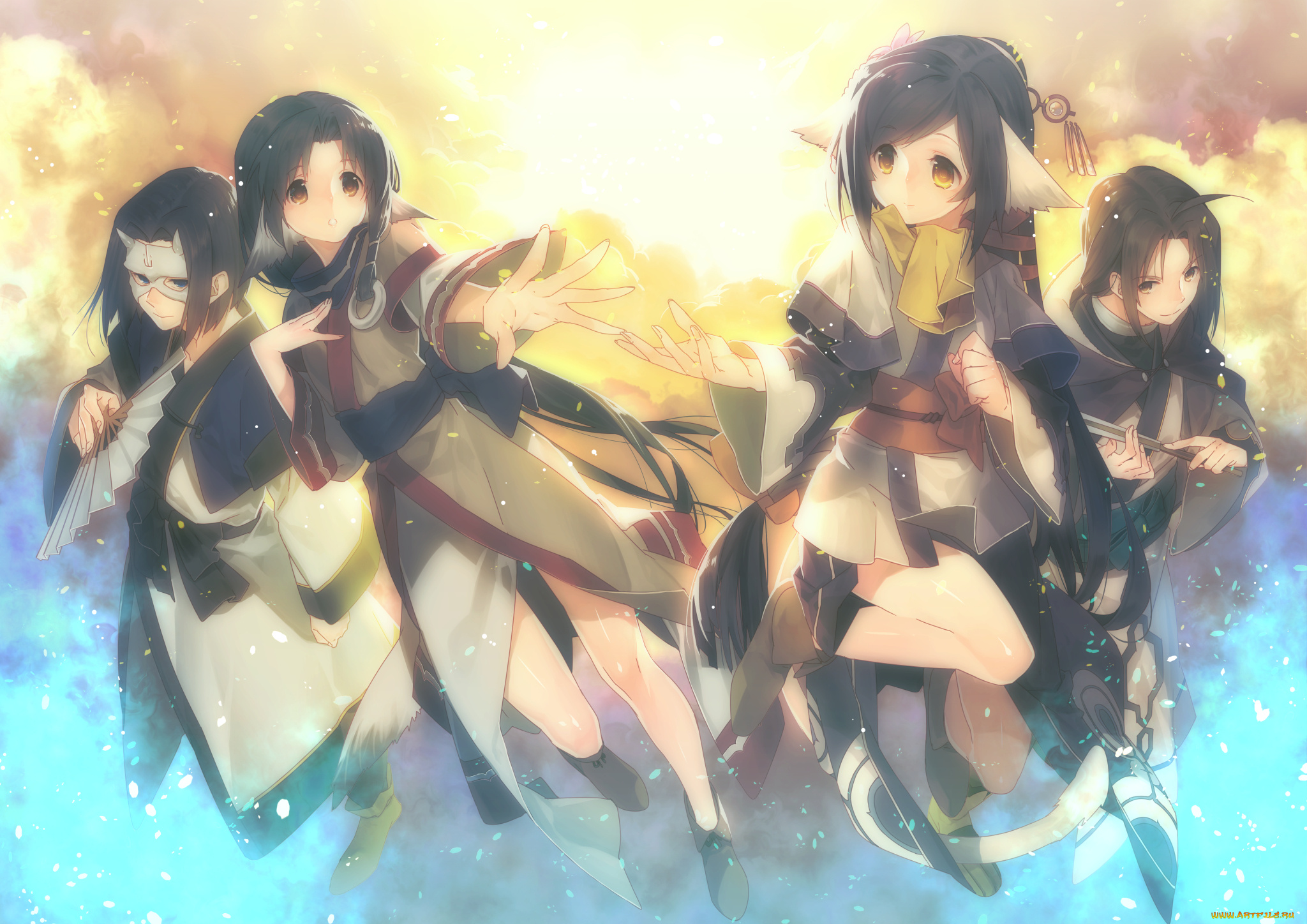 аниме, utavarerumono, utawarerumono, kuon, hakuoro, haku, misti, девушки, парень, арт