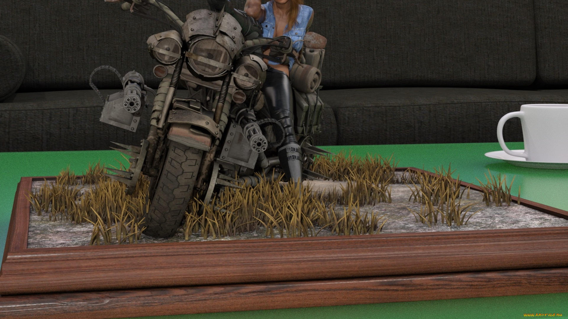 3д, графика, люди-авто, мото, , people-, car, , , moto, девушка, взгляд, фон