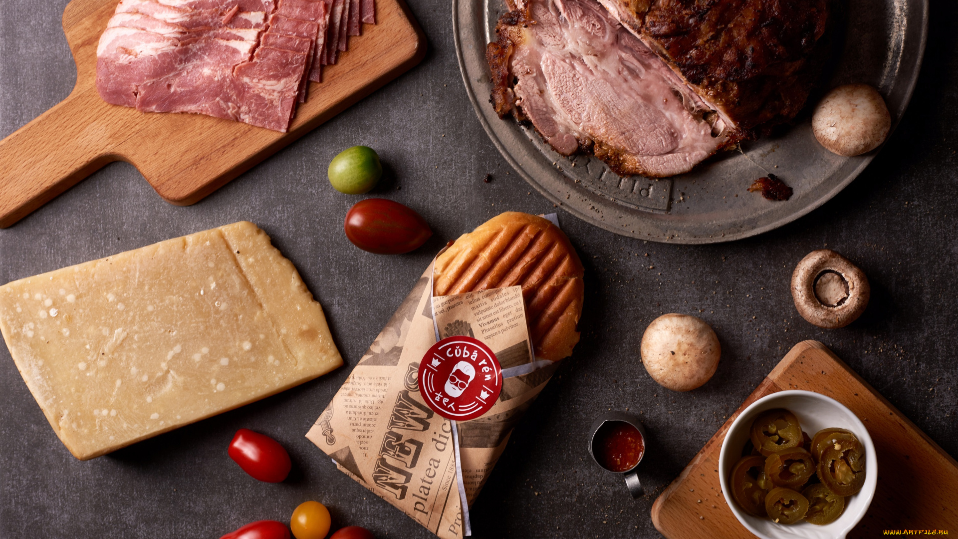 еда, мясные, блюда, мясо, бекон, булка