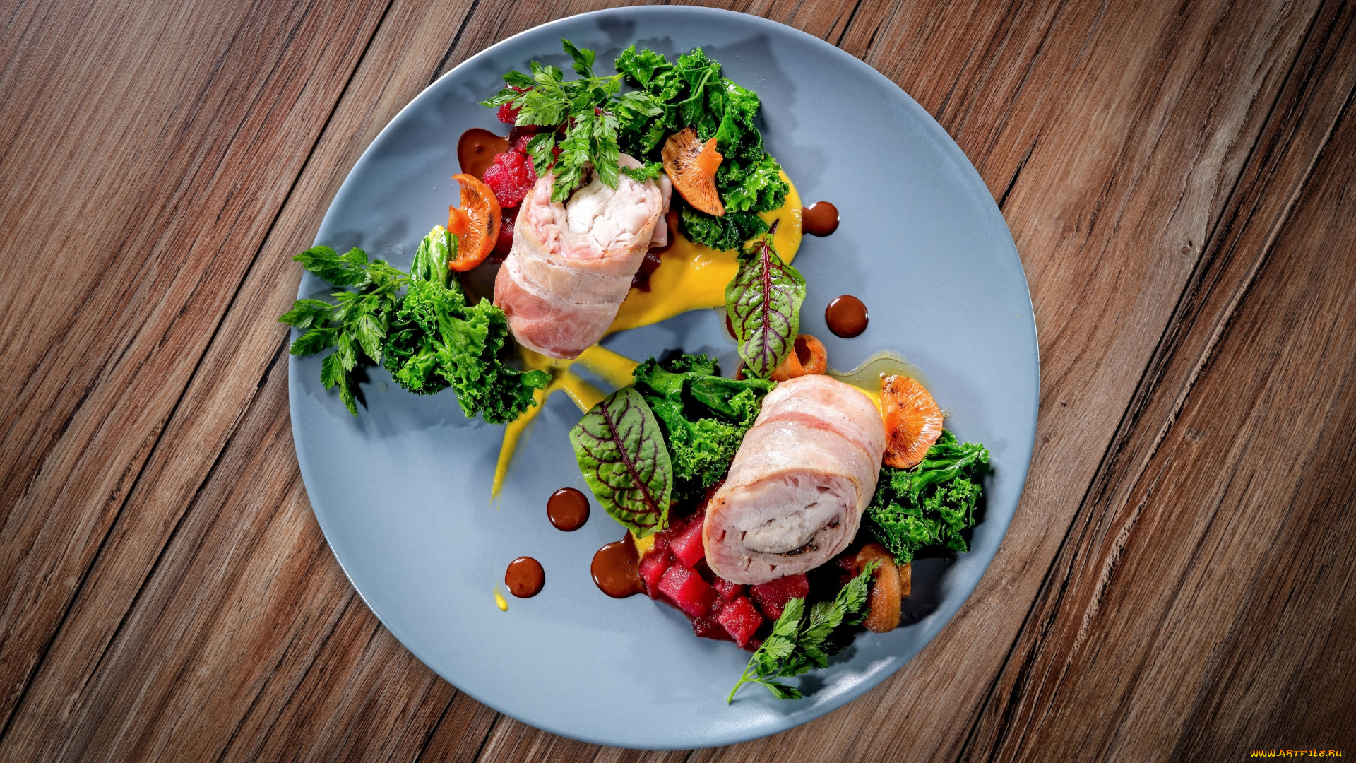 еда, мясные, блюда, рулеты, зелень, вкусно