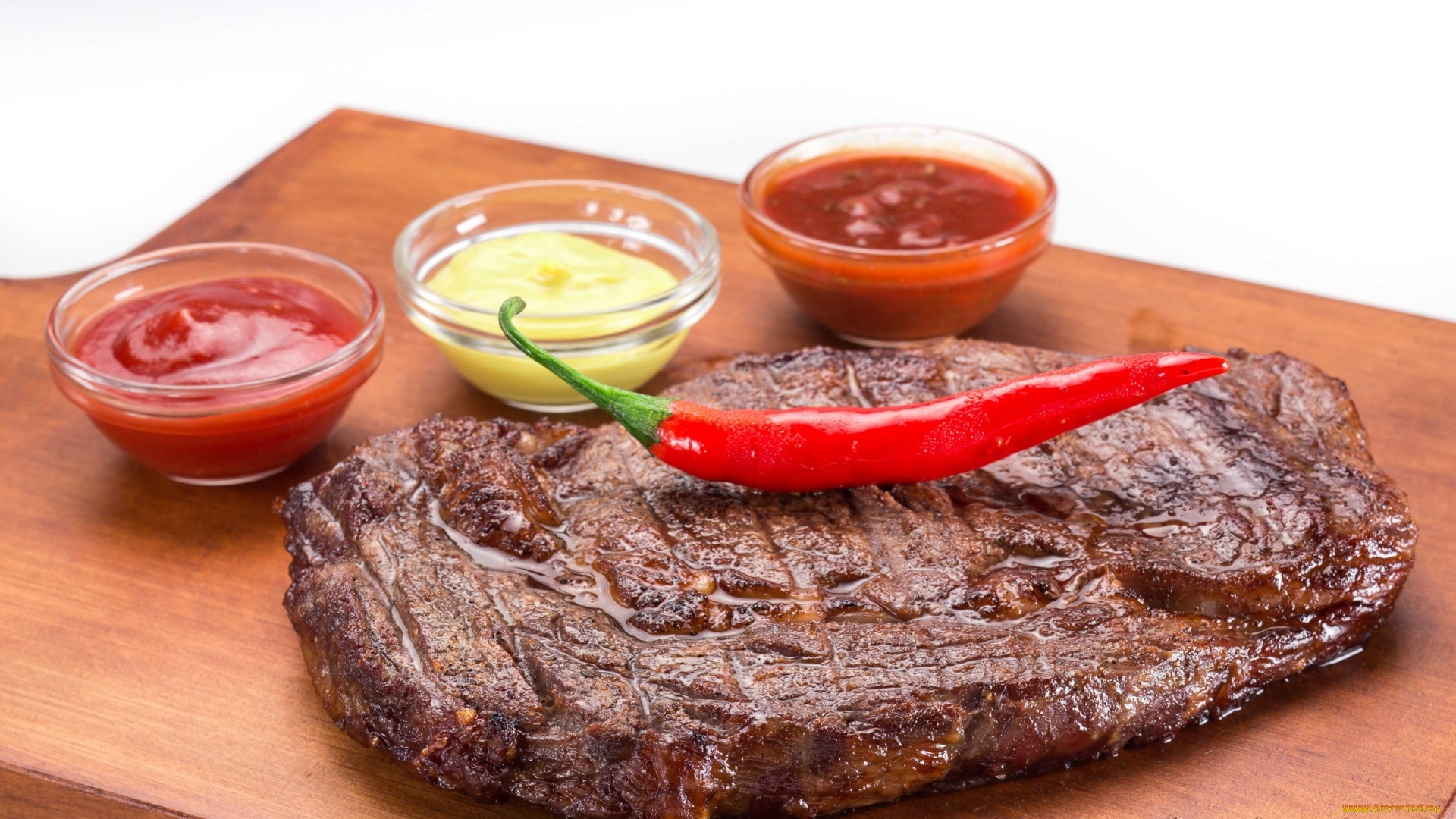 еда, мясные, блюда, соус, мясо, перец, стейк