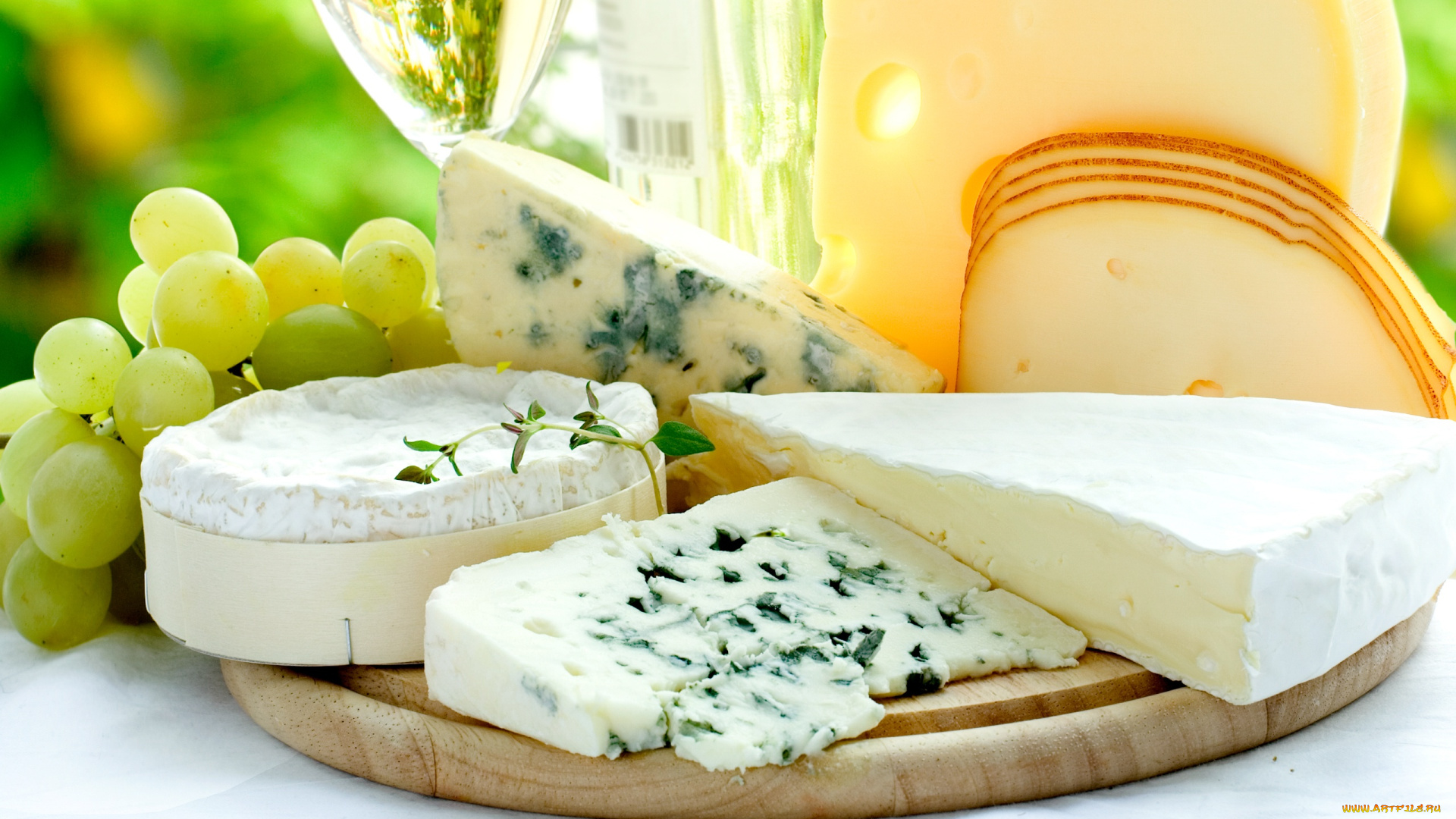 еда, сырные, изделия, виноград, ассорти, сыр