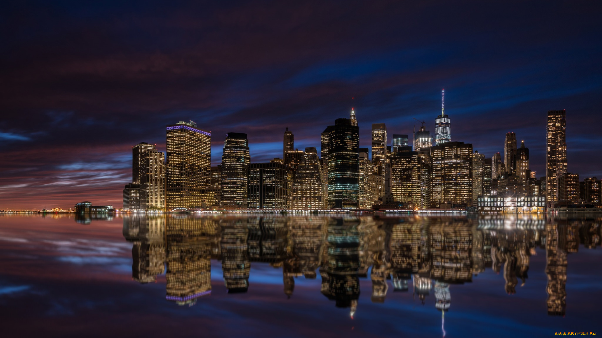 manhattan, skyline, , new, york, города, нью-йорк, , сша, небоскребы, панорама, ночь