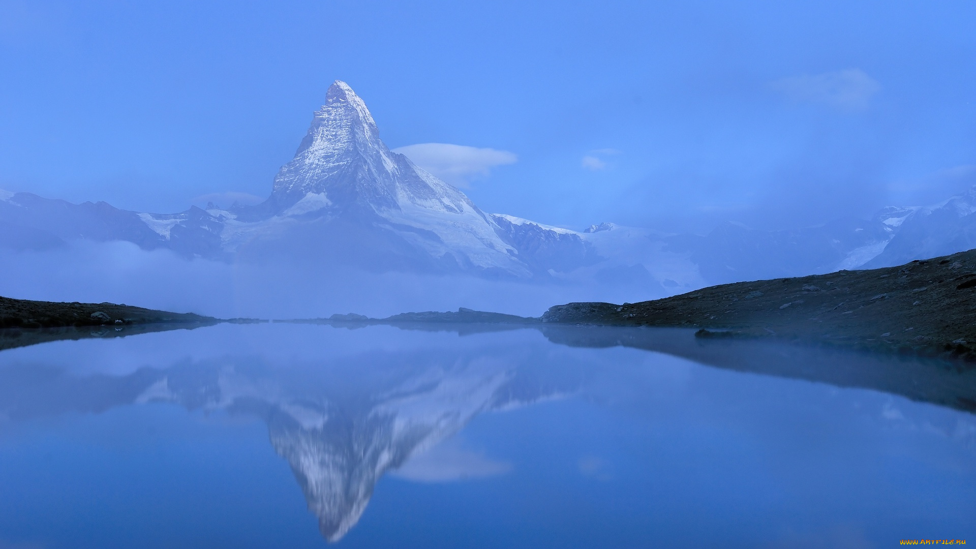 маттерхорн, , пеннинские, альпы, , вале, , швейцария, природа, реки, озера, туман, озеро, скала, снег, гора