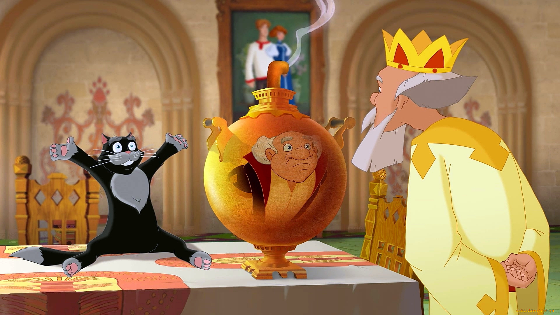 мультфильмы, иван, царевич, и, серый, волк, 2, портрет, корона, кот, образ, царь, мужчина