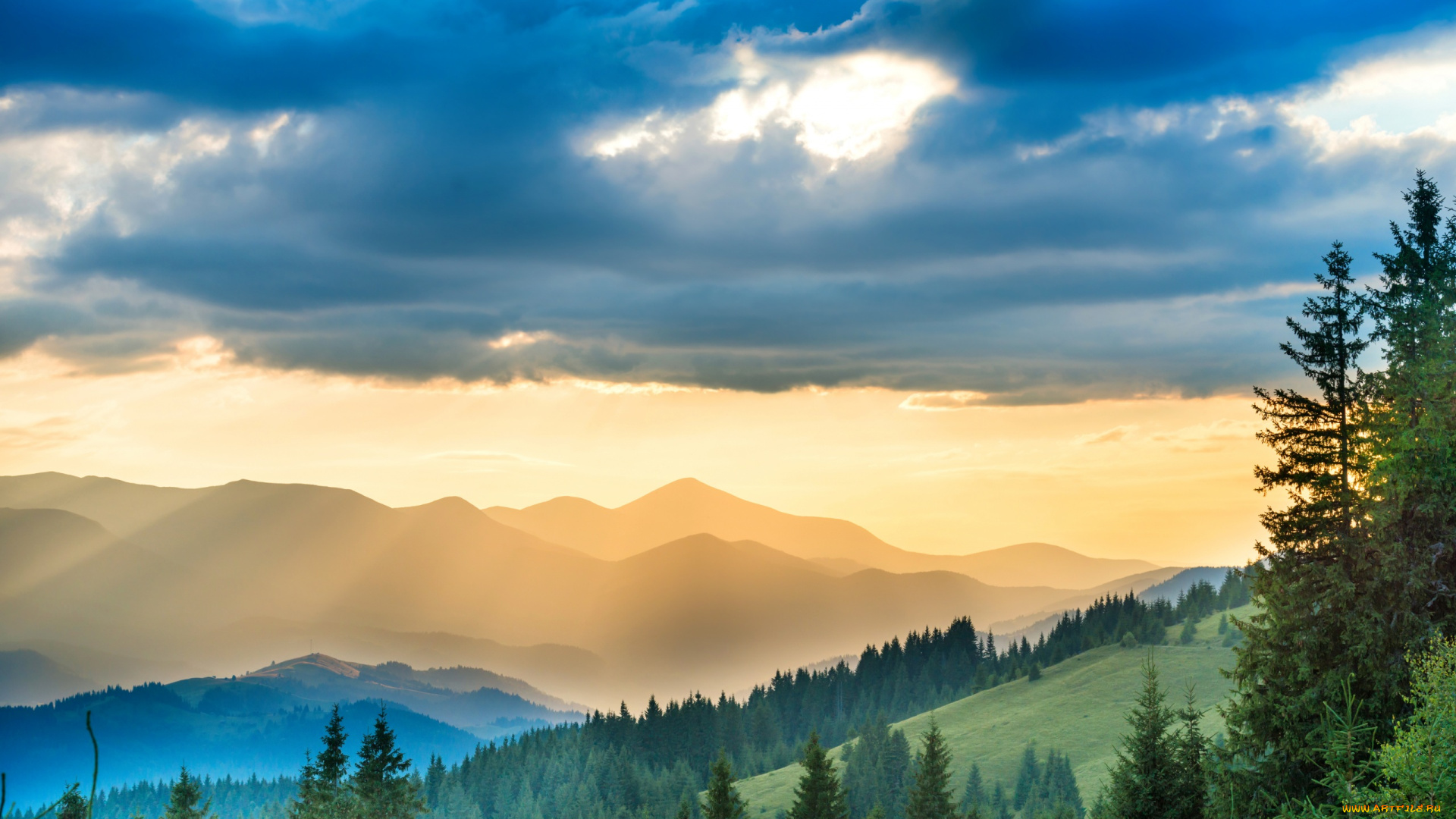 природа, горы, небо, тучи, деревья, леса, украина, карпаты