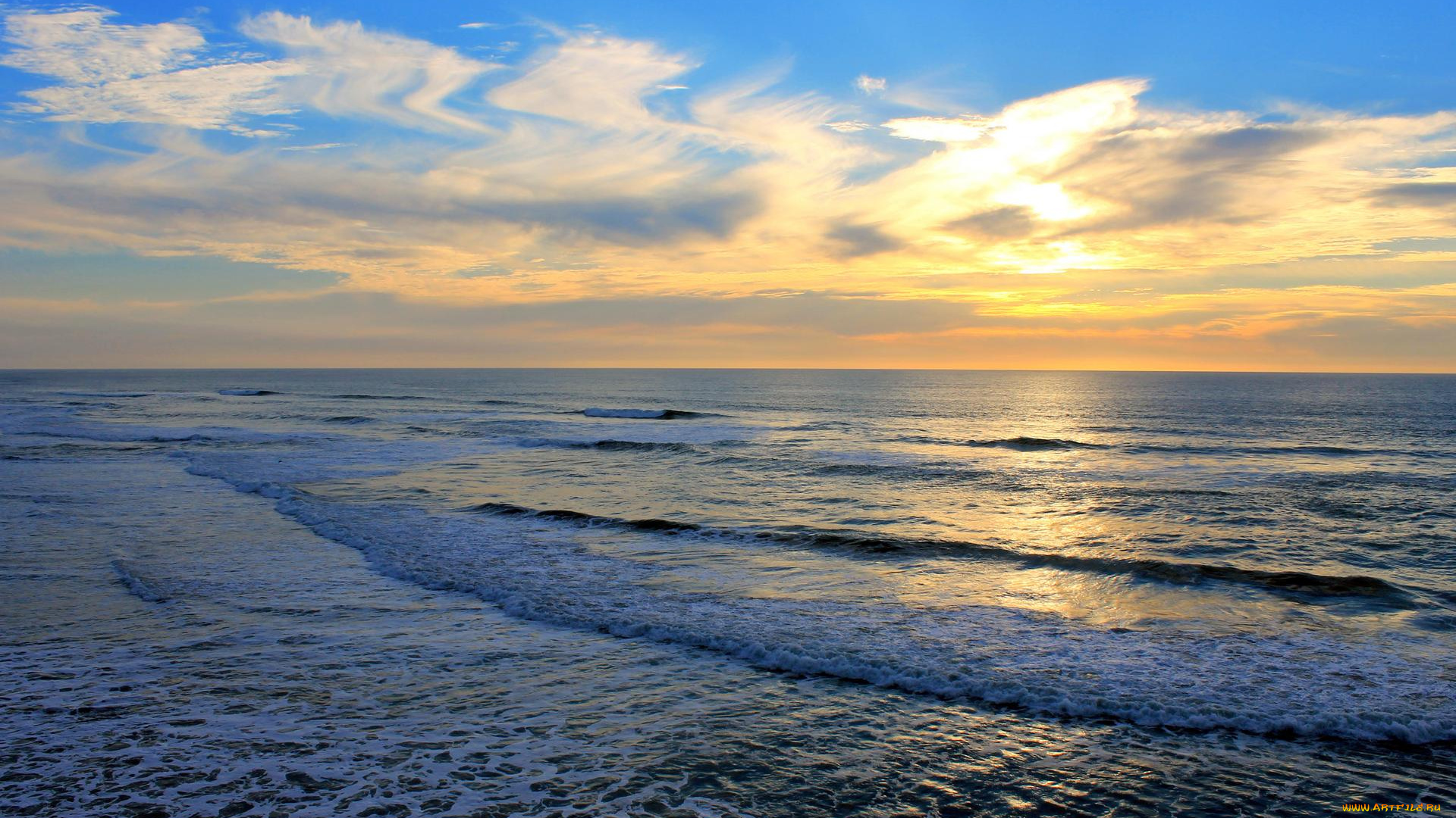 природа, побережье, пейзаж, закат, море