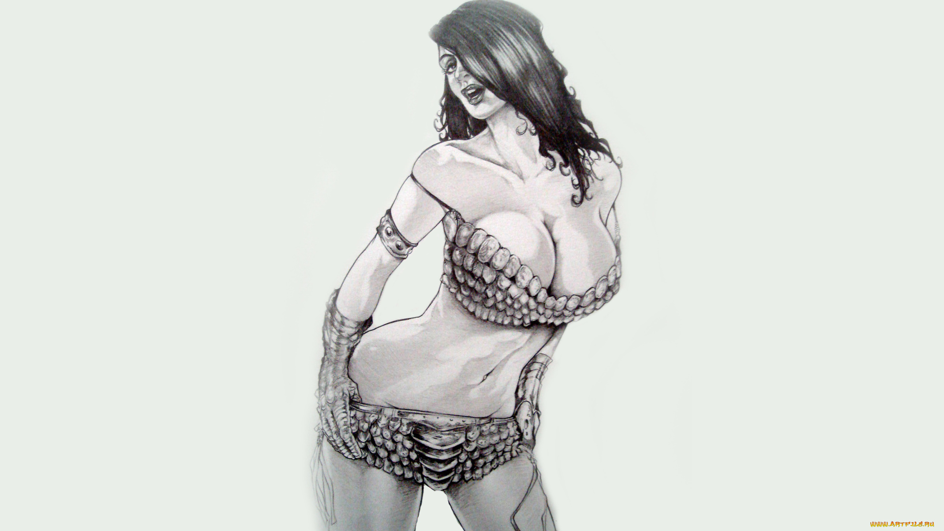 рисованное, комиксы, фон, взгляд, девушка