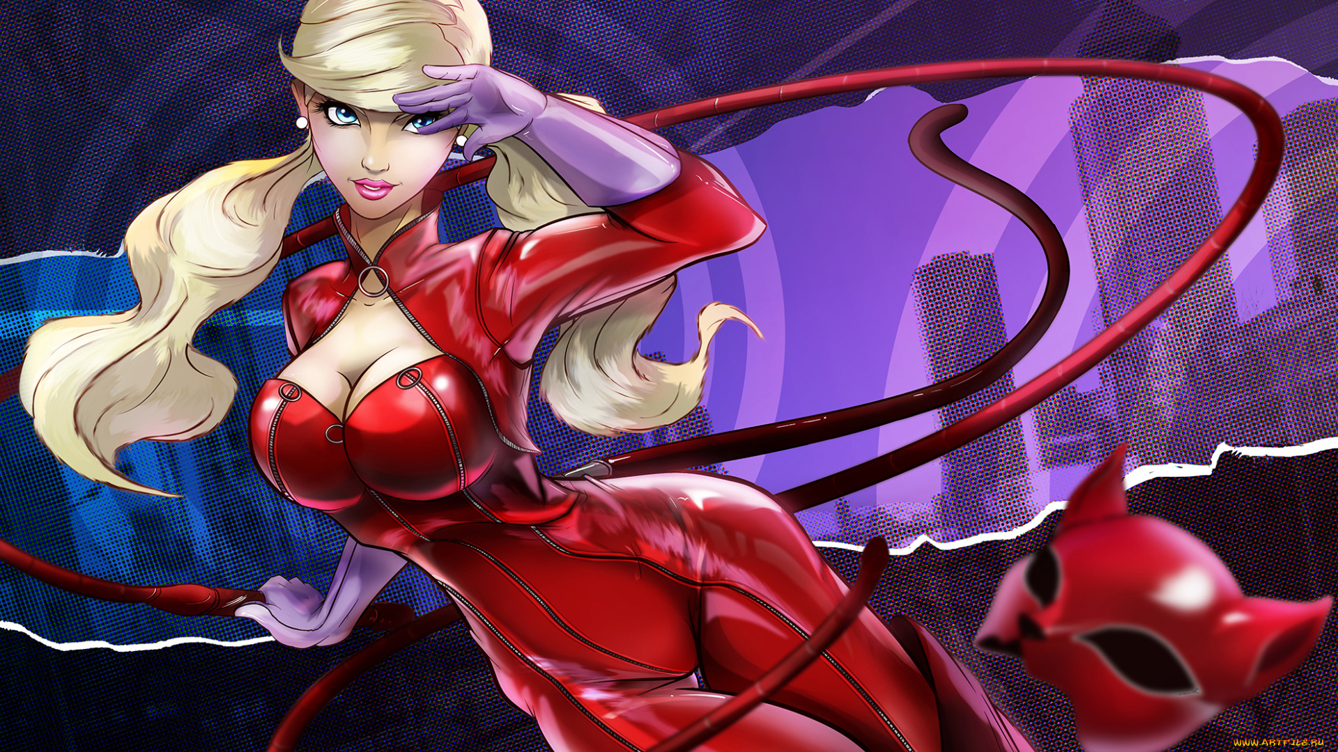 рисованное, комиксы, униформа, девушка, взгляд, фон, маска