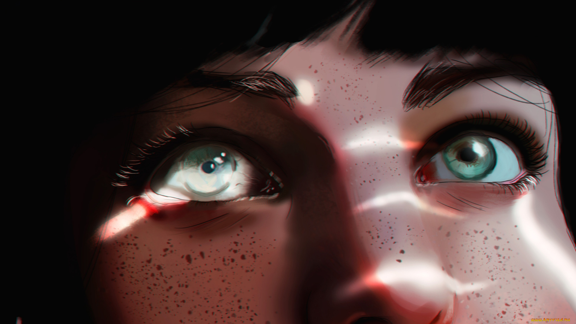 рисованное, люди, by, jeeleery, веснушки, девушка