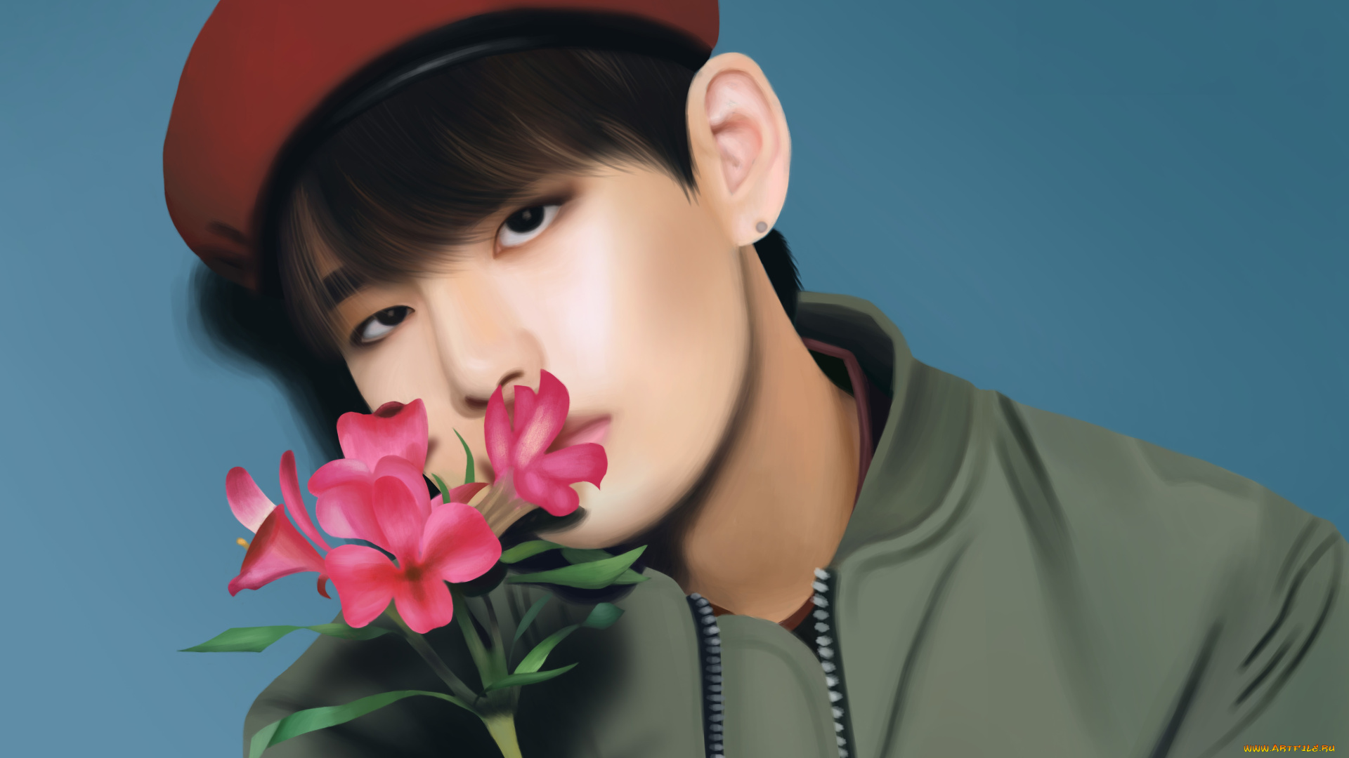 рисованное, люди, цветок, bulletproof, boy, scouts, парень, bts, bangtan, boys, kim, tae, hyung, by, yunhosbambi