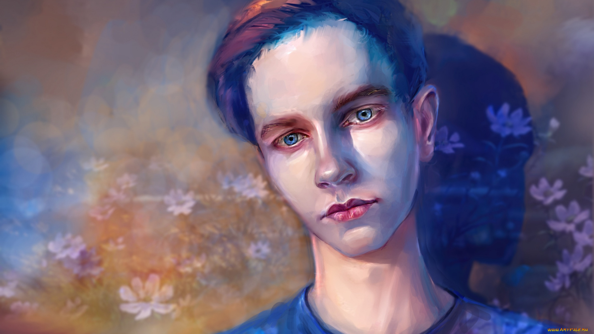 рисованное, люди, цветы, by, lusiusmalfoy, фон, парень