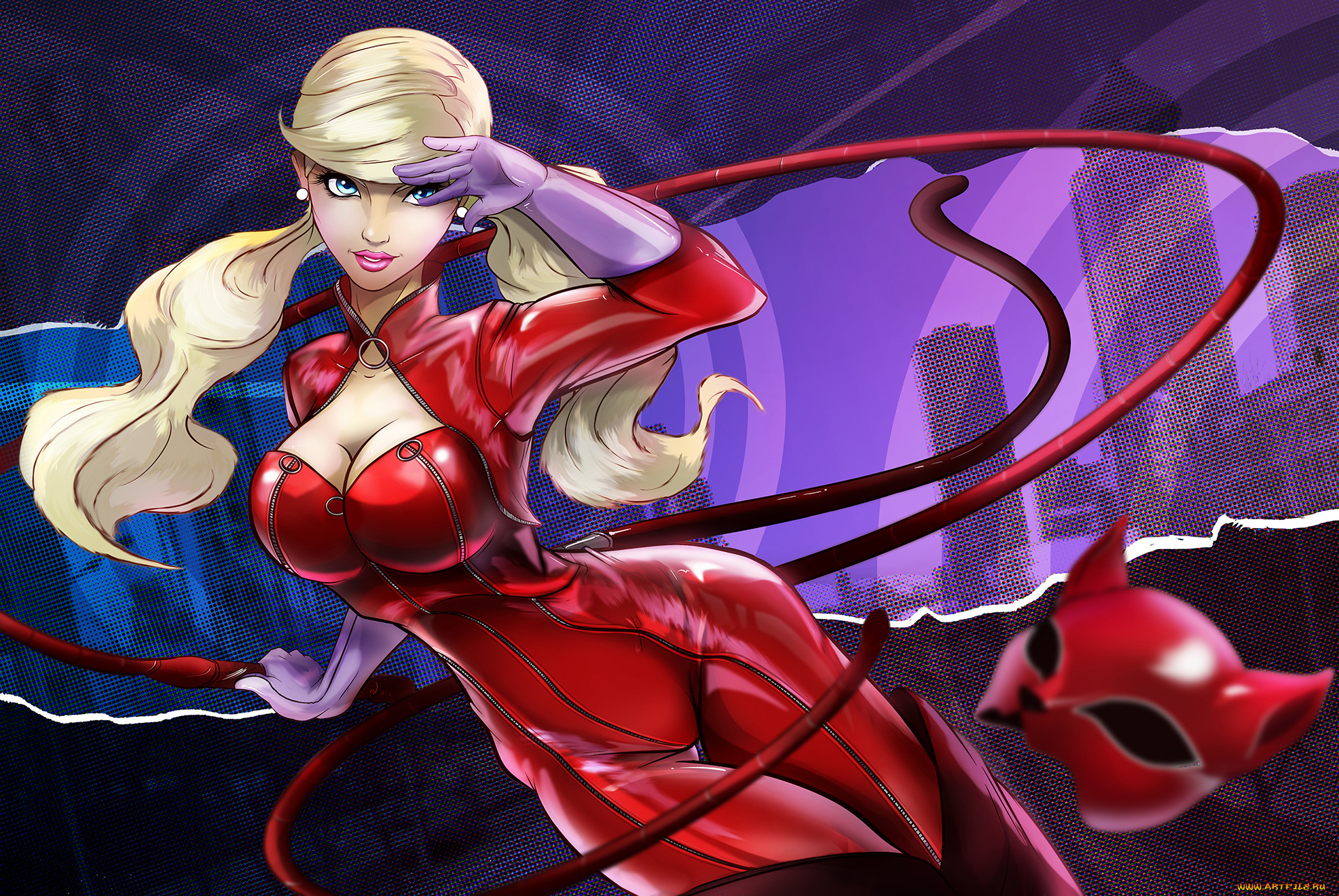 рисованное, комиксы, униформа, девушка, взгляд, фон, маска