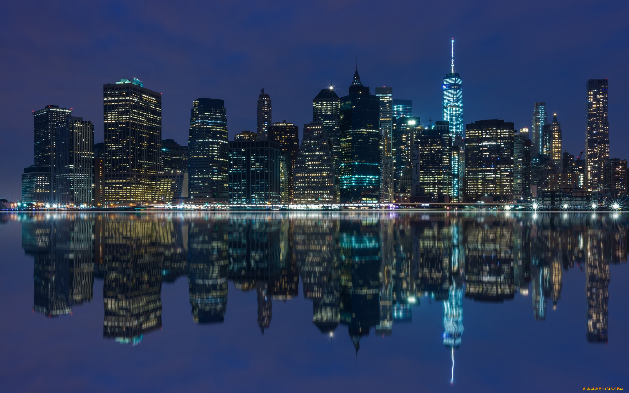 manhattan, , new, york, города, нью-йорк, , сша, небоскребы, панорама, ночь