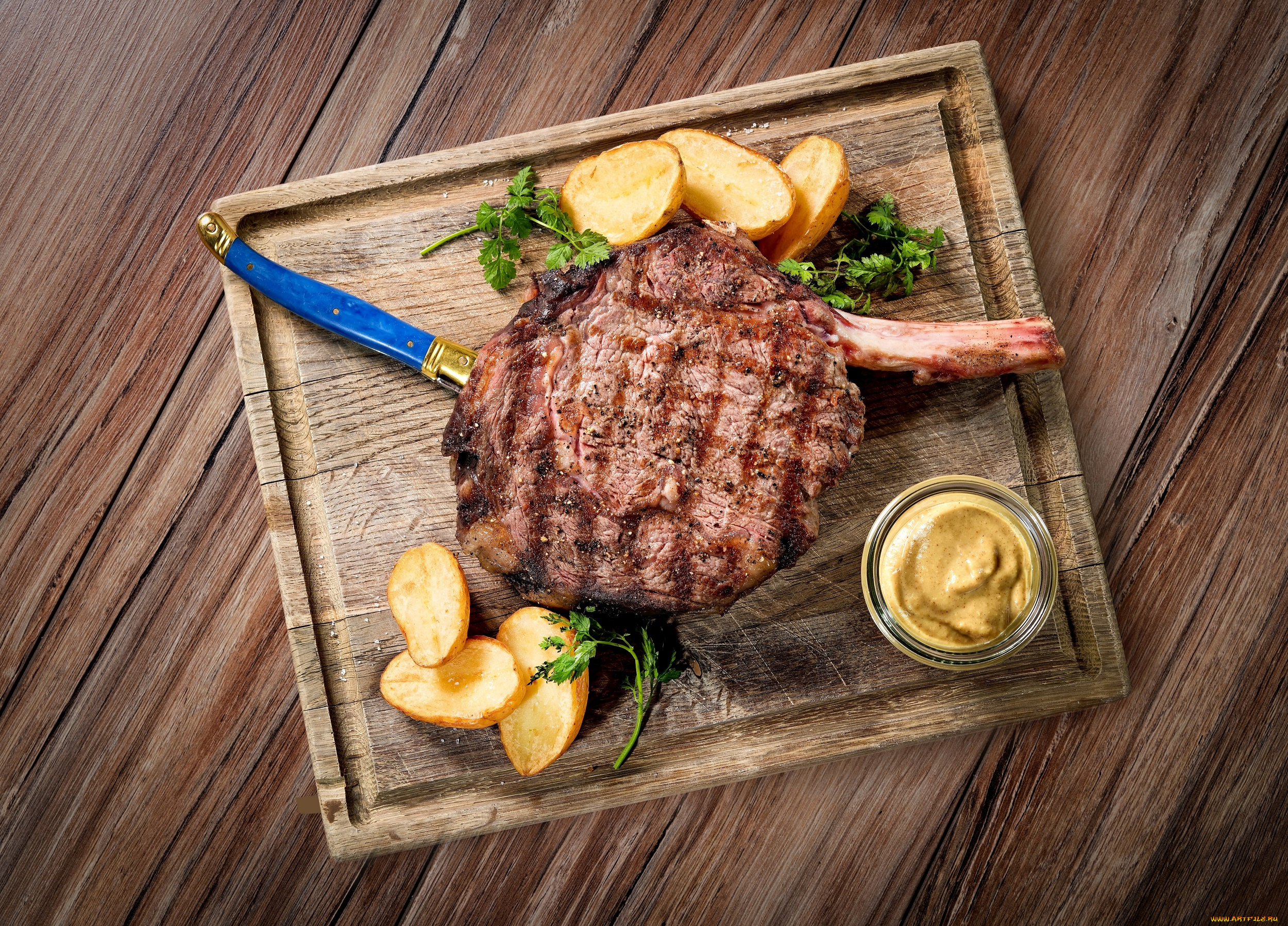 еда, мясные, блюда, стейк, картофель, вкусно